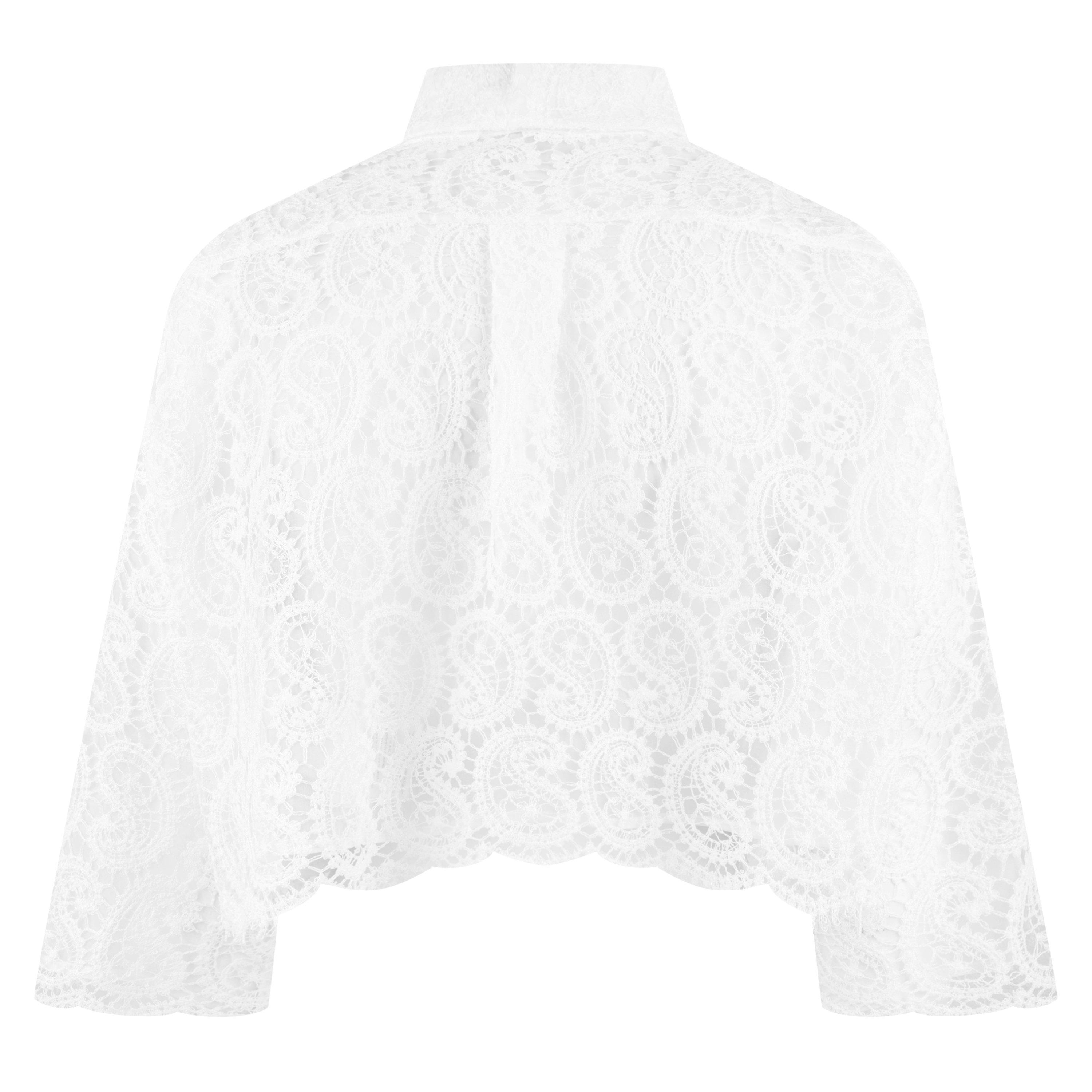 Ivory - Giambattista Valli - Paisley-Pattern Macrame Cropped Blouse - 2