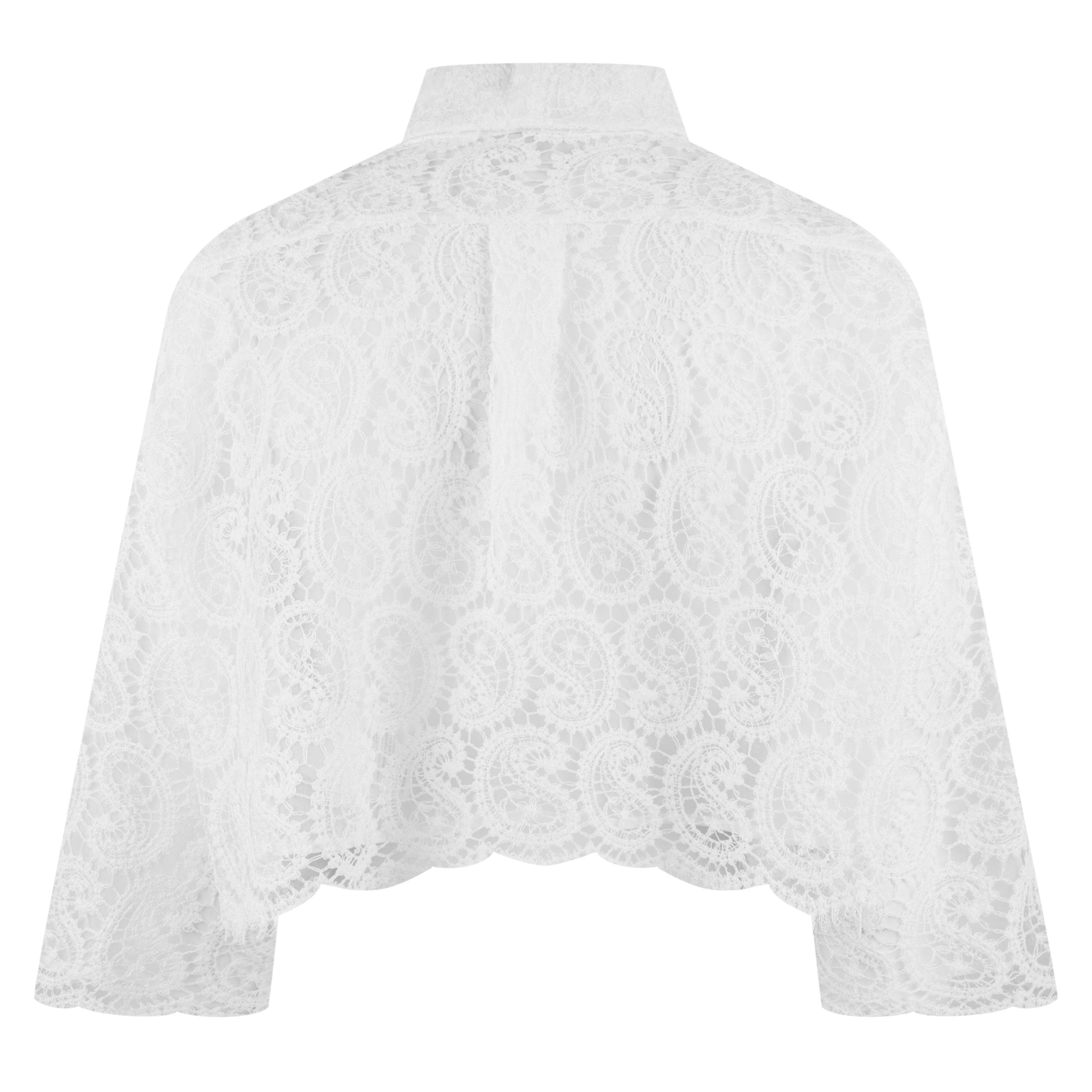 Ivory - Giambattista Valli - Paisley-Pattern Macrame Cropped Blouse - 7