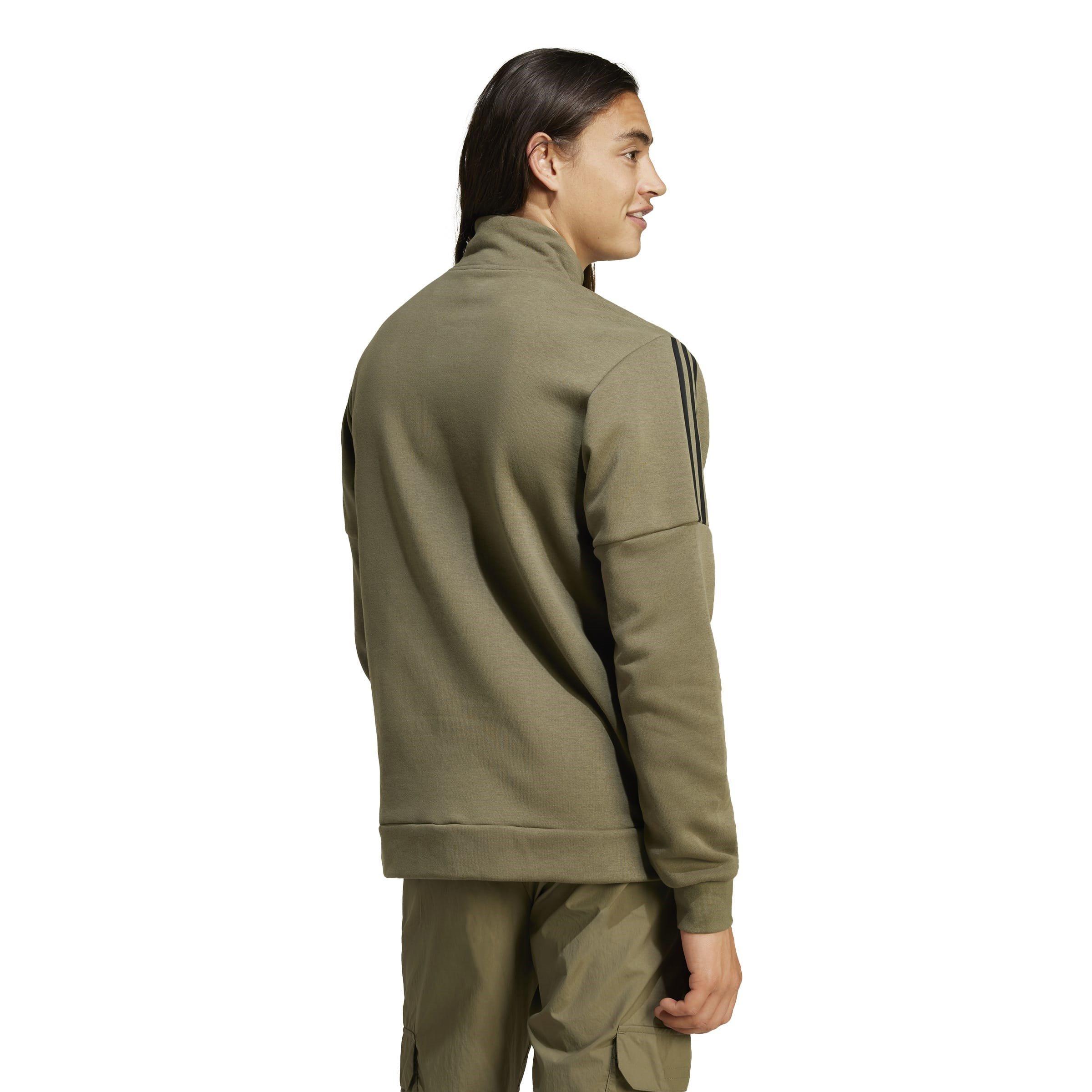 Khaki - adidas - Quarter Zip Tech Track Jacket Mens - 3