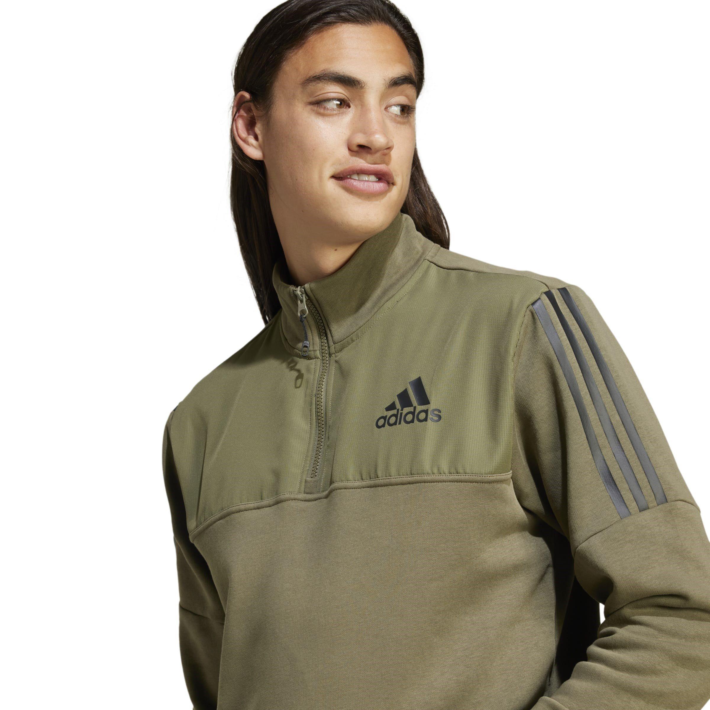 Khaki - adidas - Quarter Zip Tech Track Jacket Mens - 5