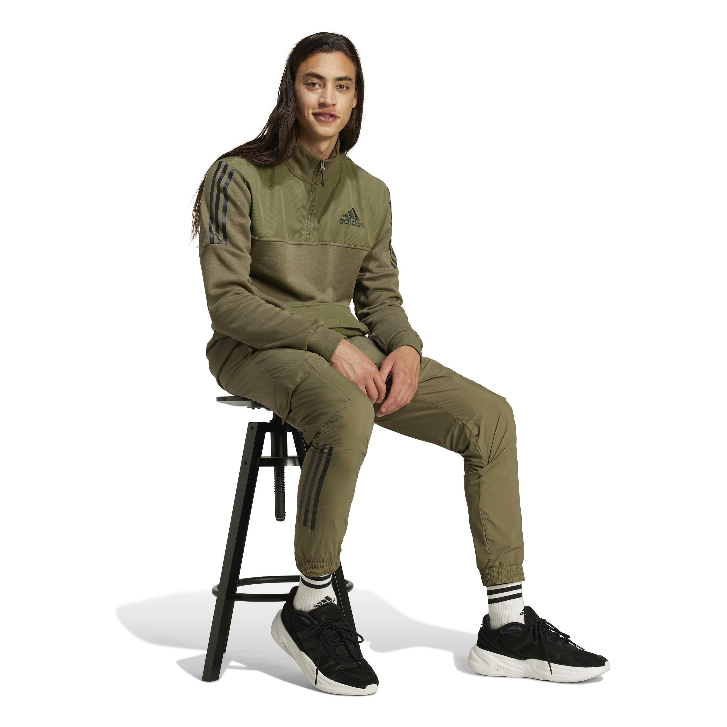 Khaki - adidas - Quarter Zip Tech Track Jacket Mens - 6
