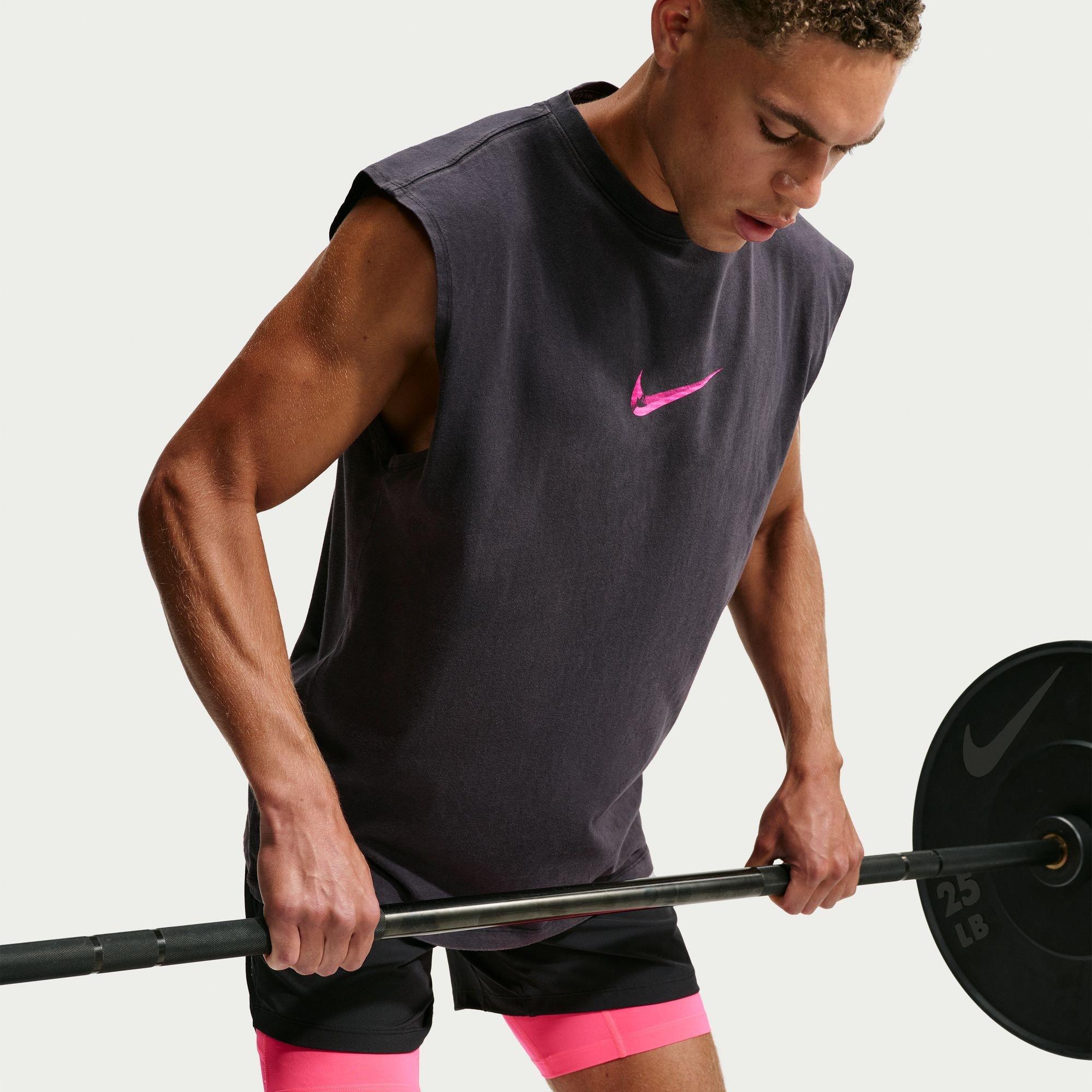 Sort/HyperPink - Nike - Men's PRO Dri-FIT Crew-Neck Sleeveless Slim-Fit Vest - 5