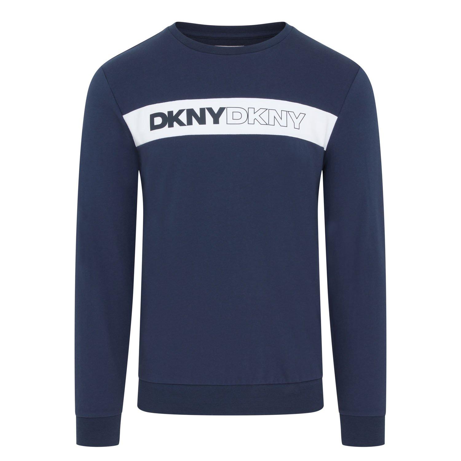 Navy - DKNY - DKNY Mens Long Sleeve Lounge Top Braves - 1