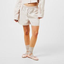 Miu Miu Poplin Embroidered Logo Shorts