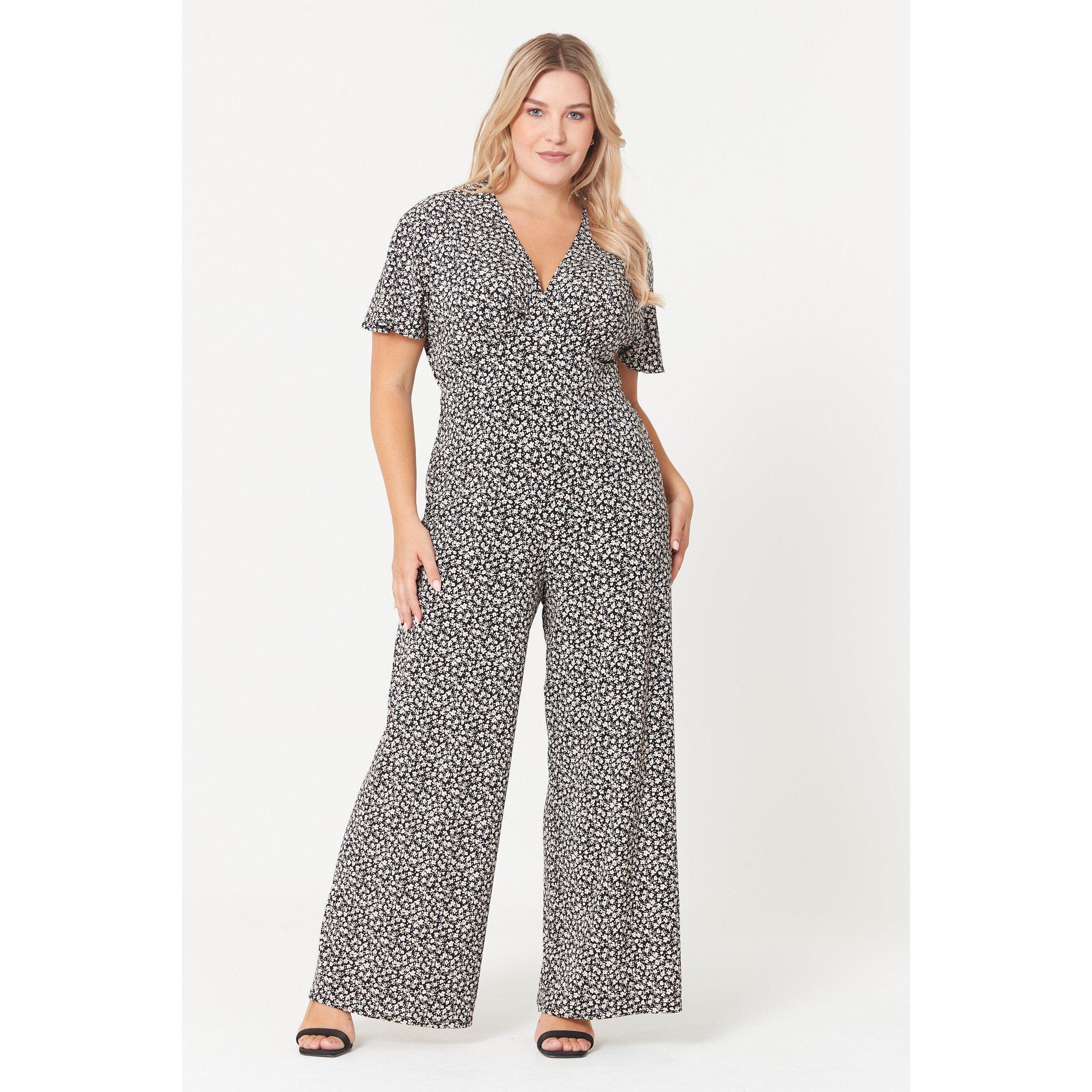Black/White - Be You - Ladies Mono Wide Leg Printed Jumpsuit - 1