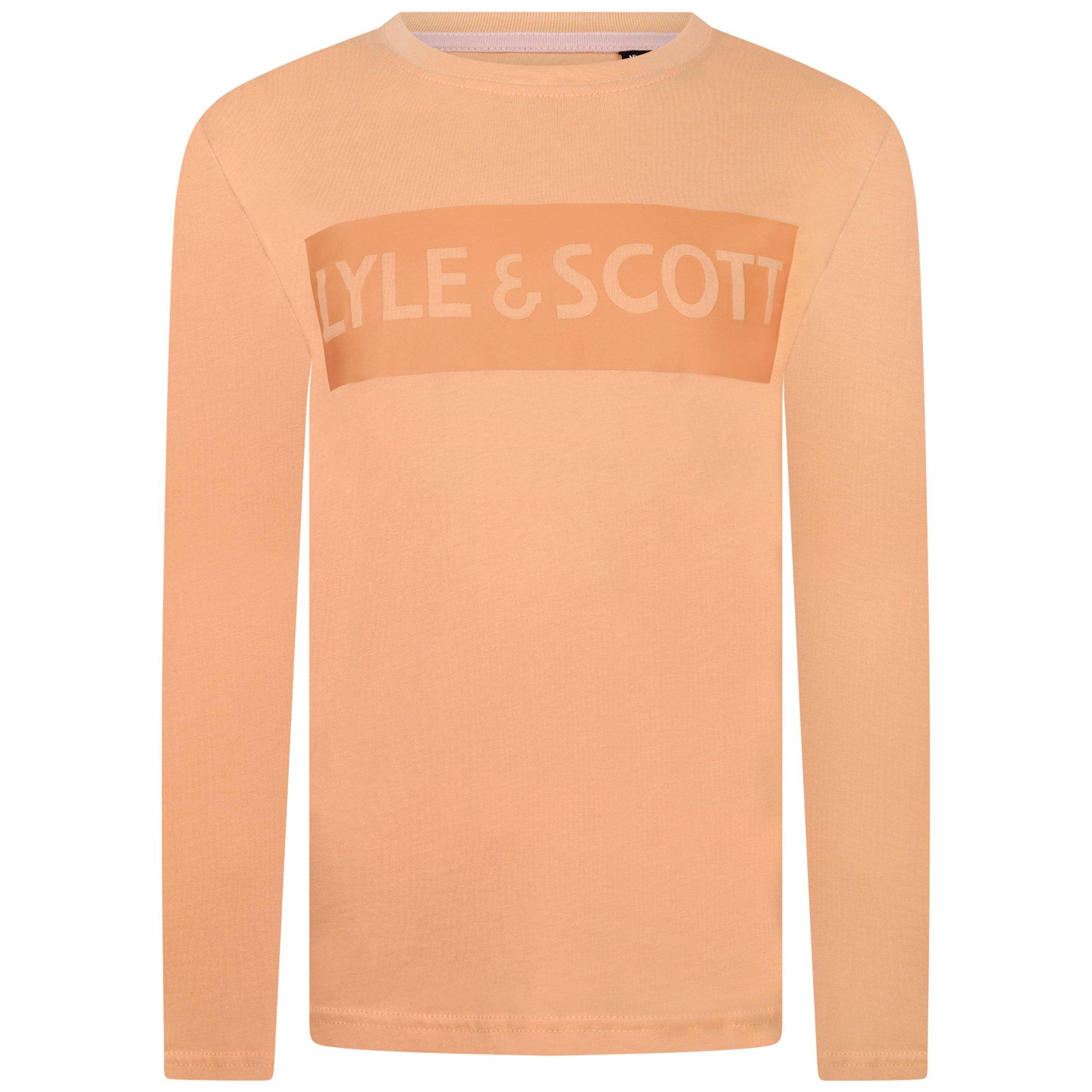 Coral Orange - Lyle and Scott - Tonal Logo Long-Sleeve T-Shirt - 1