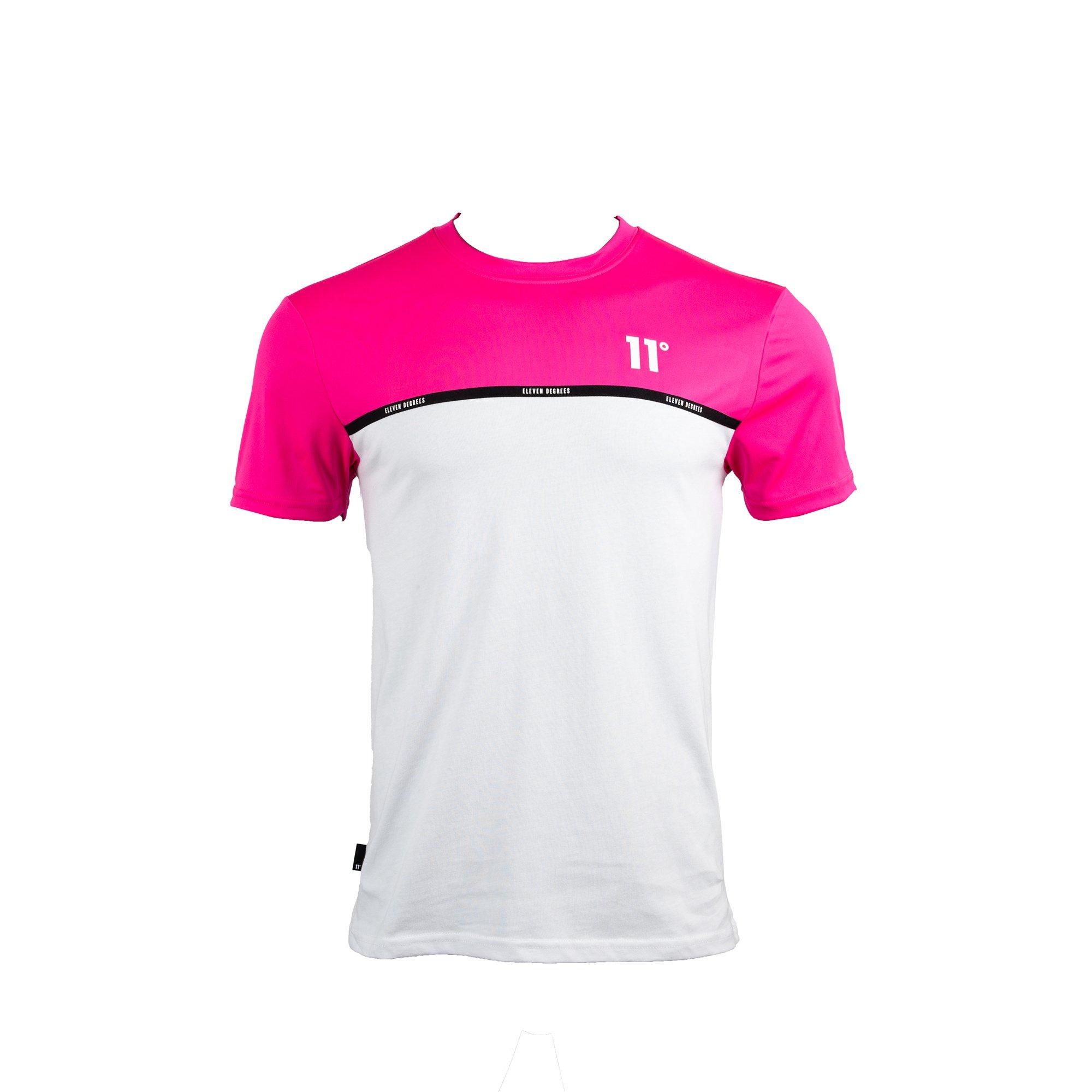 Pink Glo/White - 11 Degrees - Cut & Sew Taped T-Shirt - 1