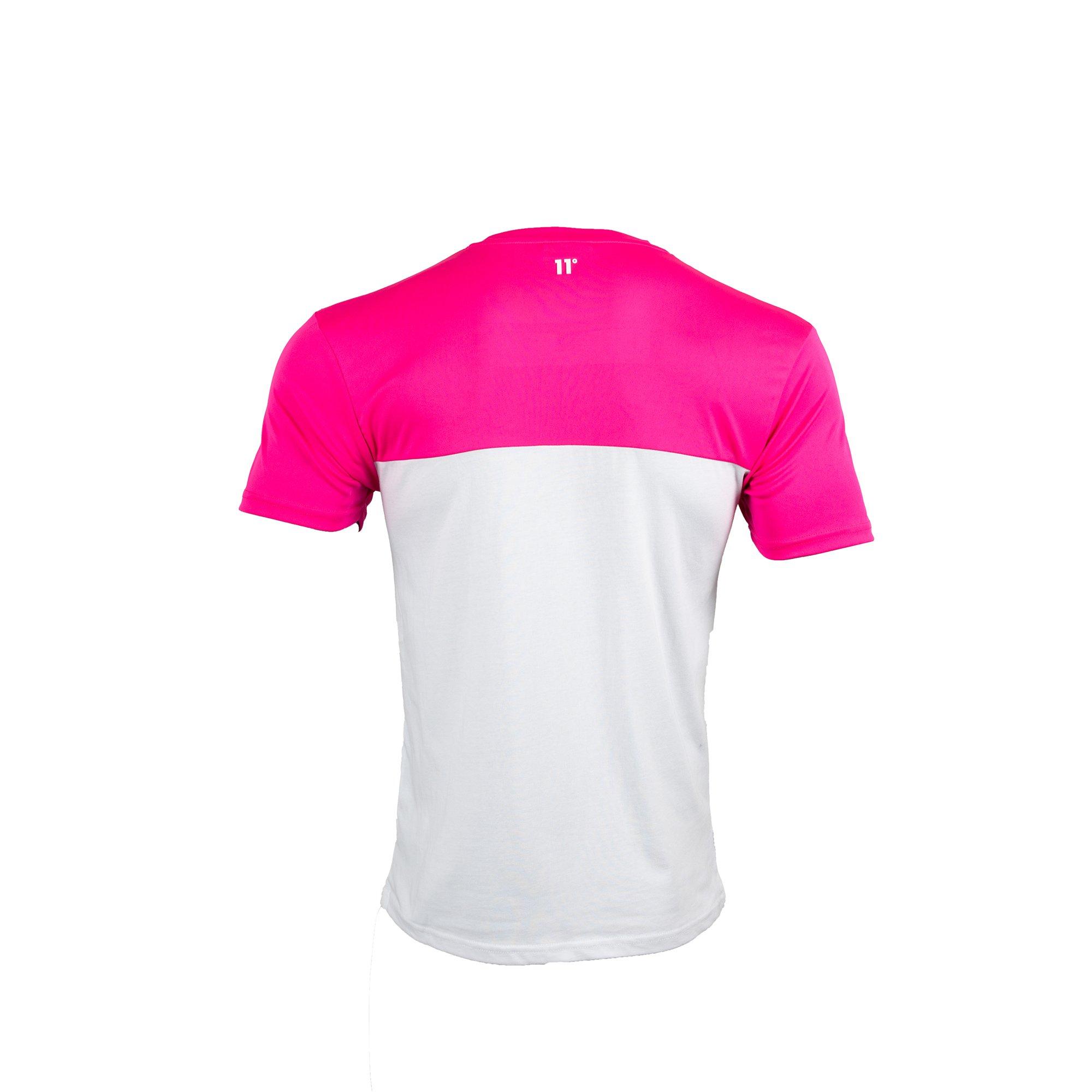 Pink Glo/White - 11 Degrees - Cut & Sew Taped T-Shirt - 3