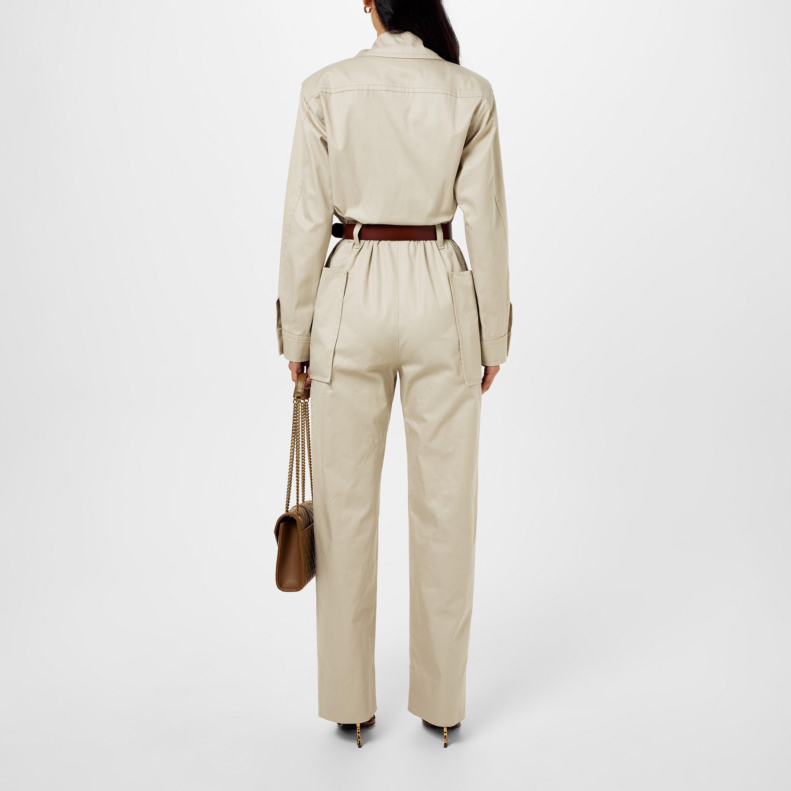 BEIGE CLAIR - Saint Laurent - Jumpsuit In Cotton Twill - 3