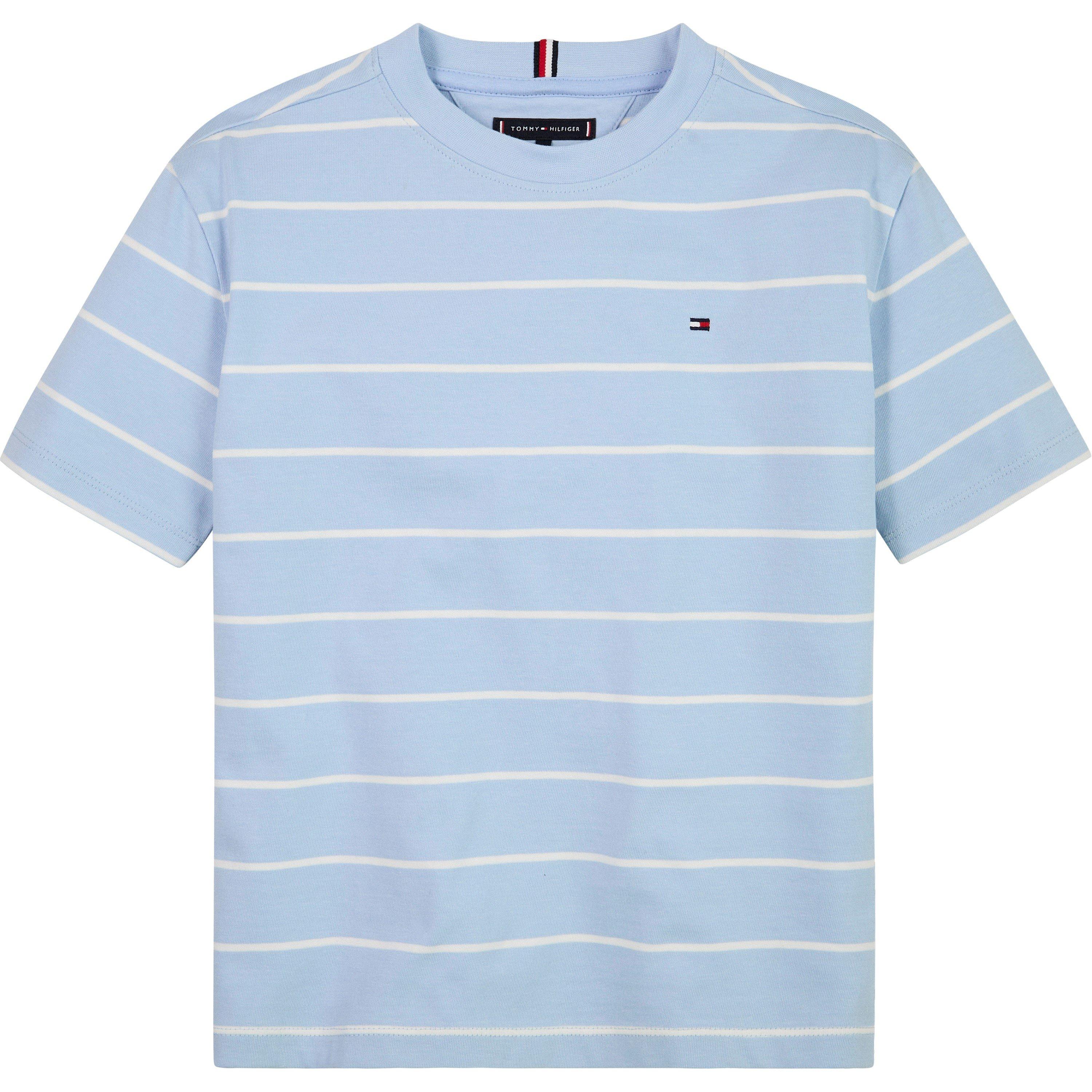 Blue/White - Tommy Hilfiger - Kids' Striped Logo Regular Fit T-Shirt - 2
