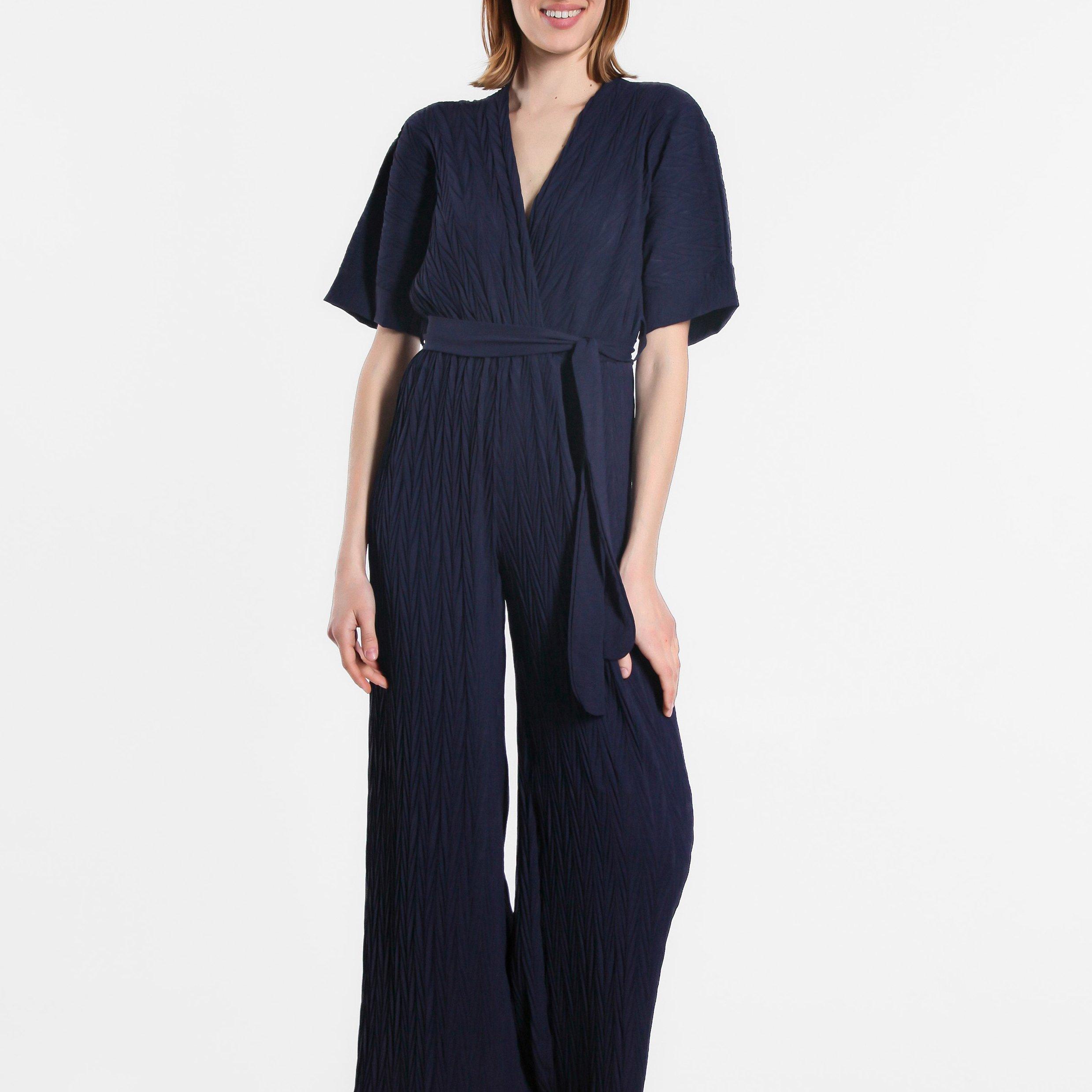 Marineblauw - Be You - Wide Leg Plisse Jumpsuit - 2