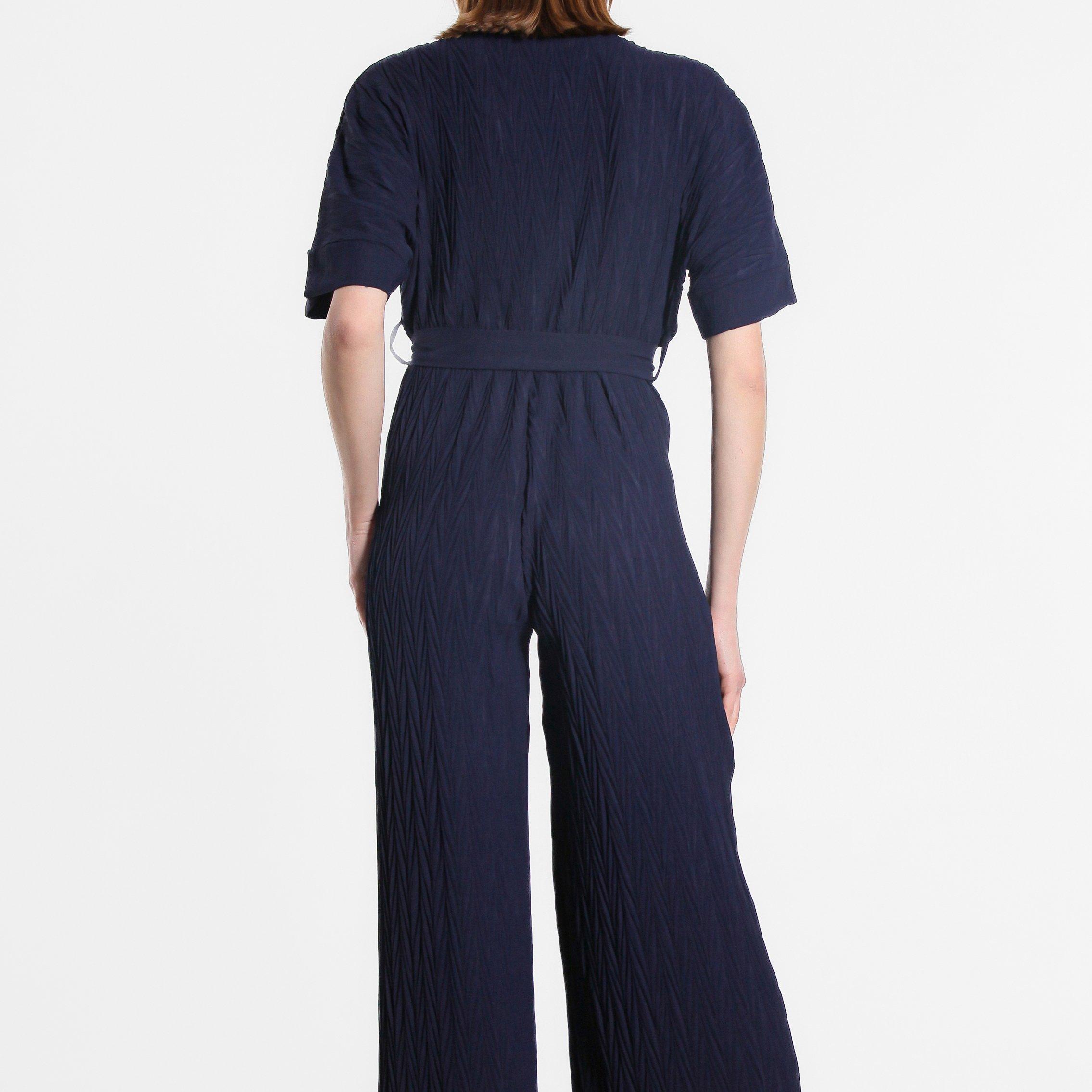 Marineblauw - Be You - Wide Leg Plisse Jumpsuit - 4