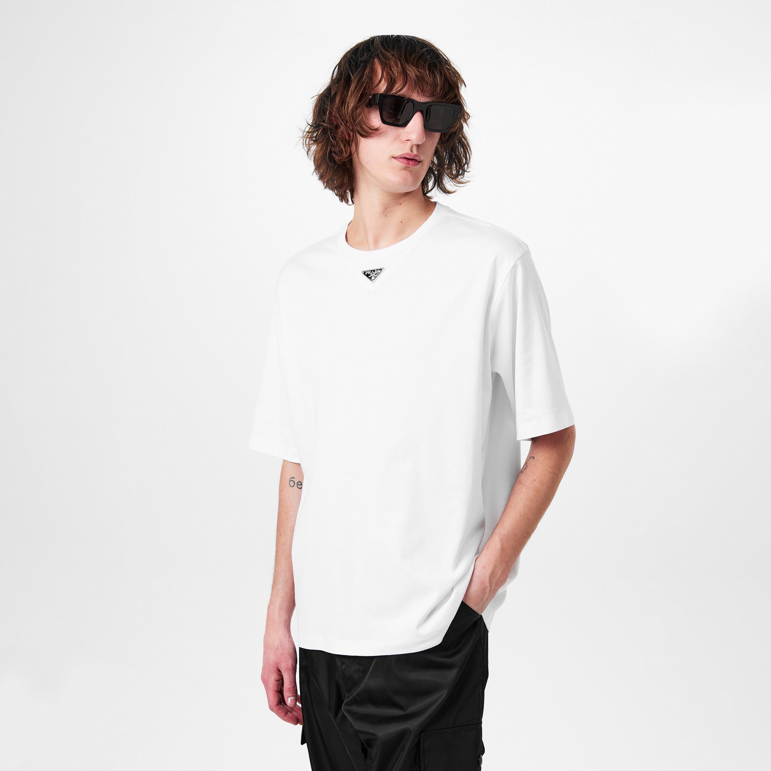 White - Prada - Logo Plaque T-Shirt - 3