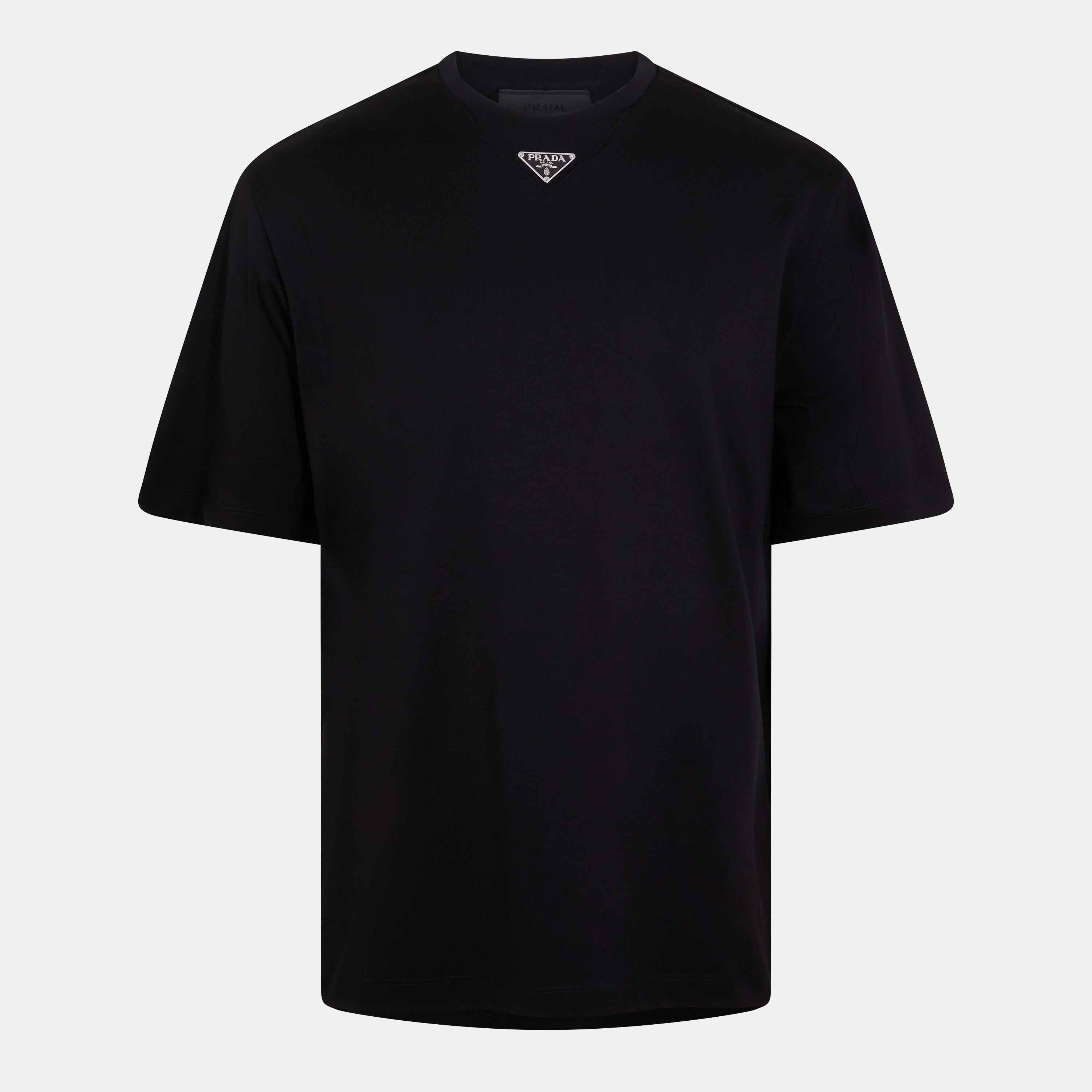 Black - Prada - Logo Plaque T-Shirt - 1