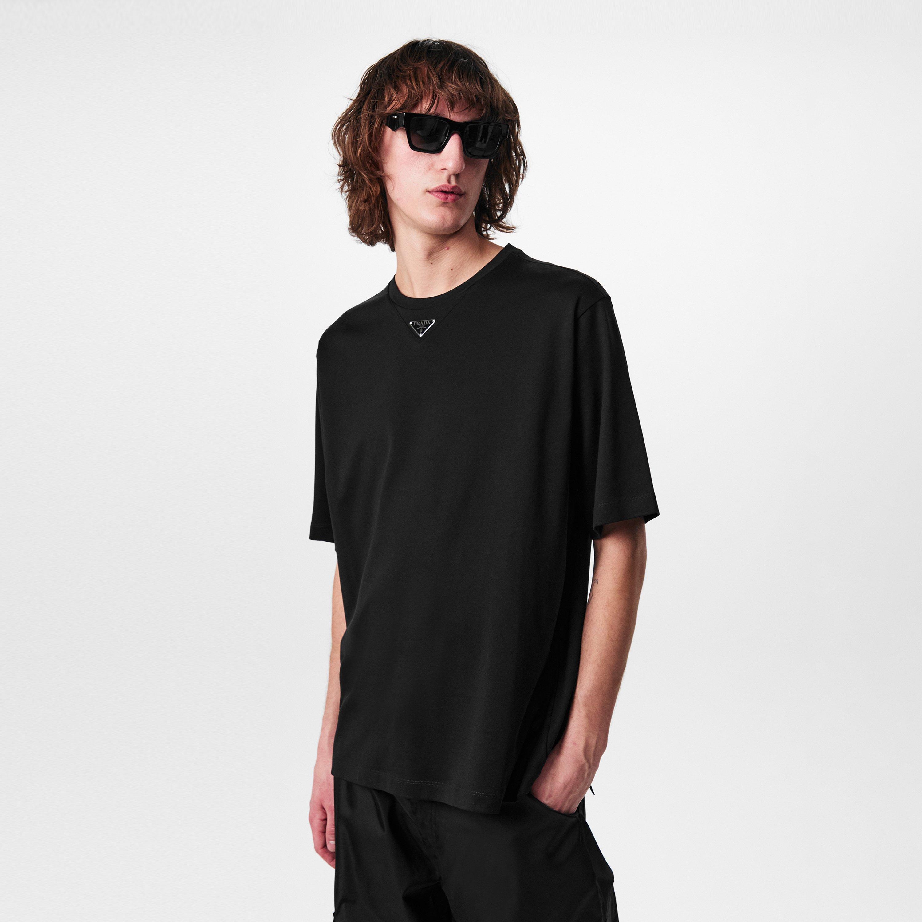 Black - Prada - Logo Plaque T-Shirt - 3