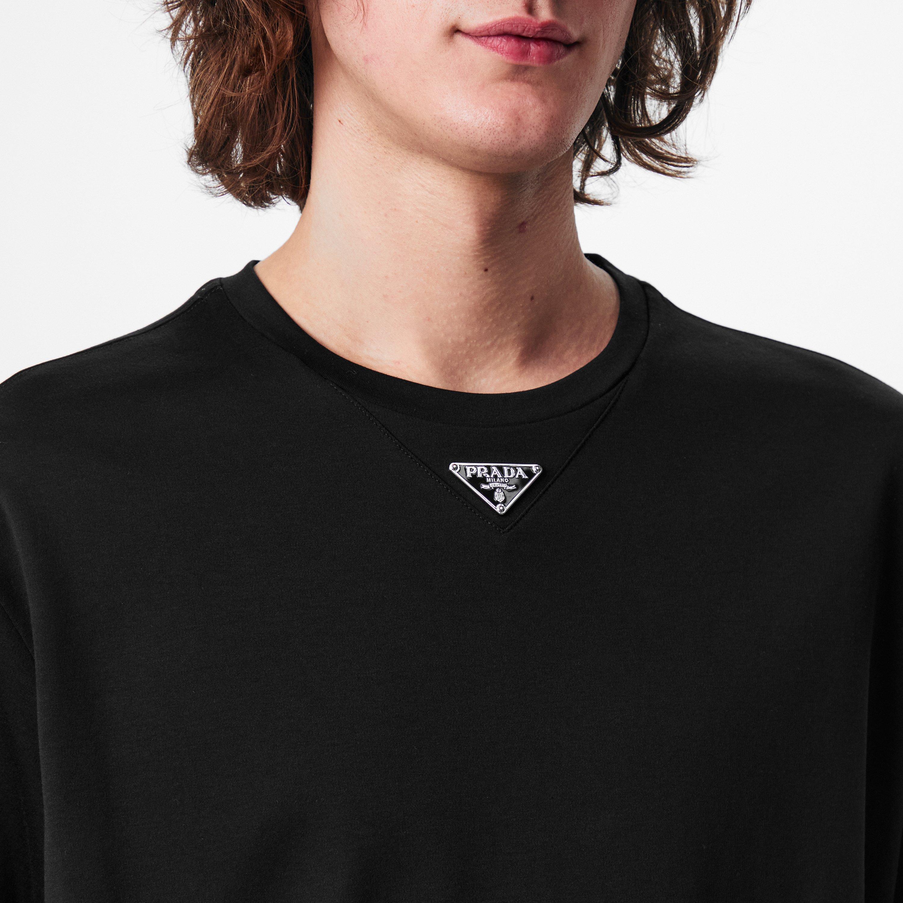 Black - Prada - Logo Plaque T-Shirt - 5