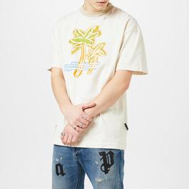 Palm Angels Distressed Neon Palm T Shirt