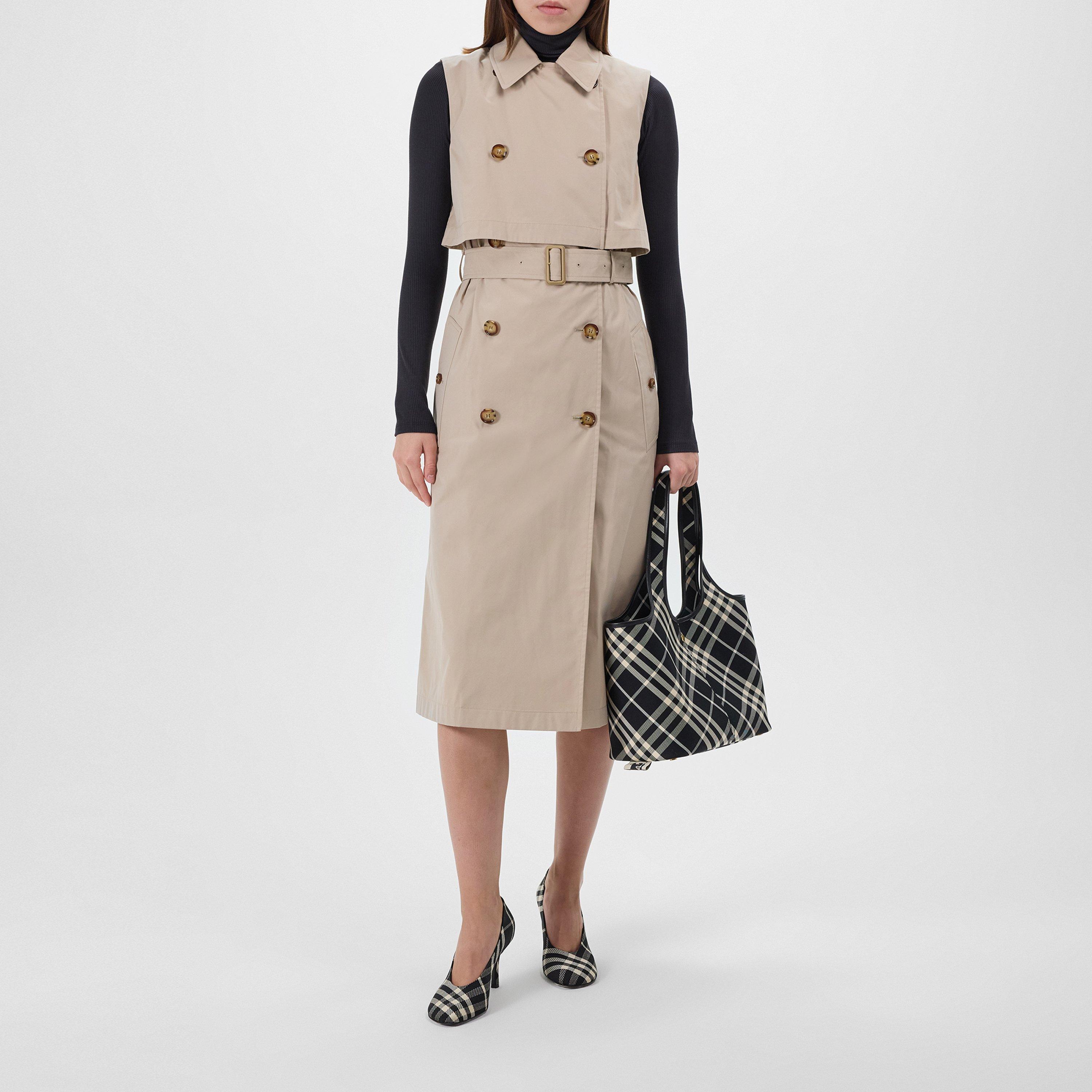 ハーリップトゥ　belted dress trench coat M Pleated trench coat with belt white / beige For Women