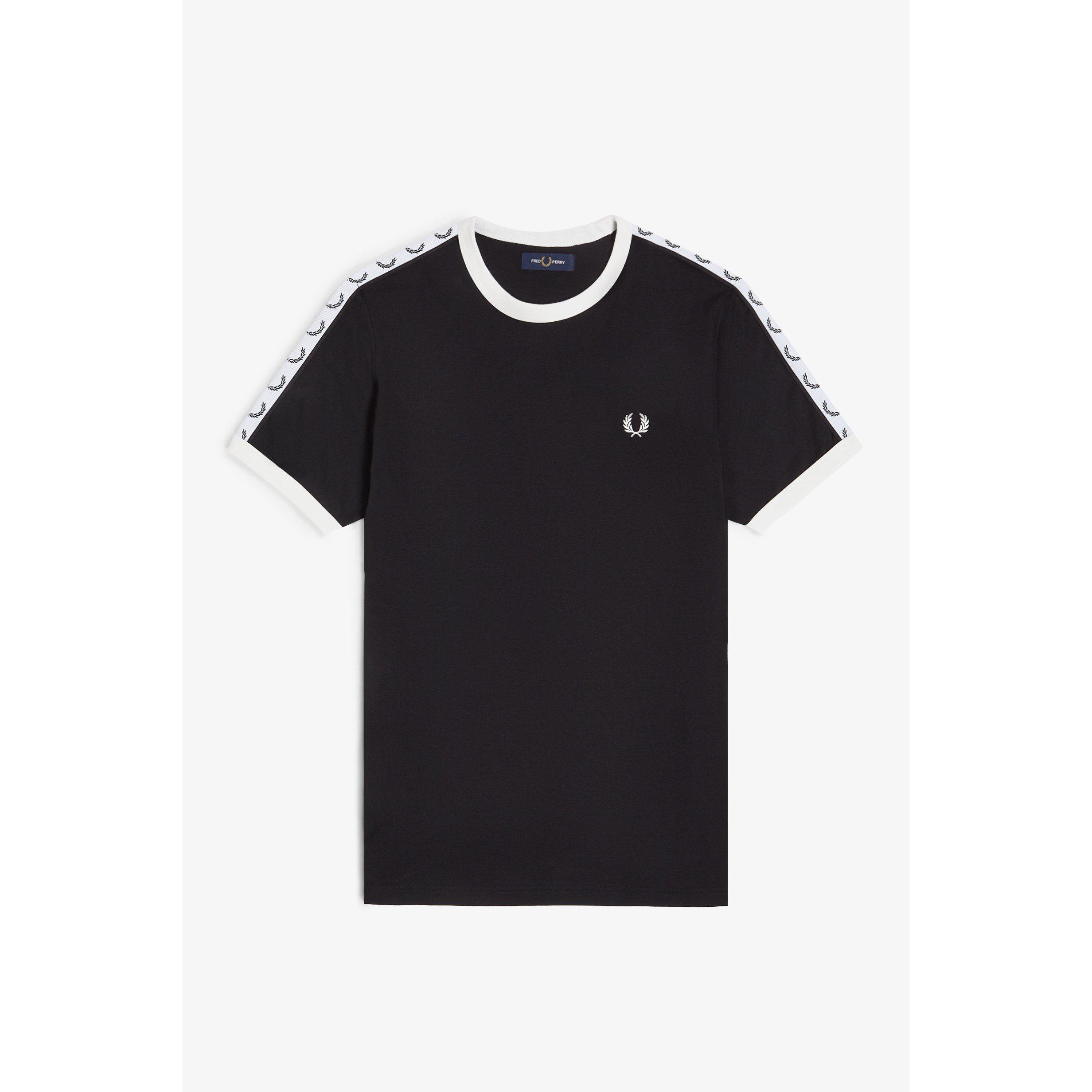 Fred Perry Men's Black 102 Tape Tee - M