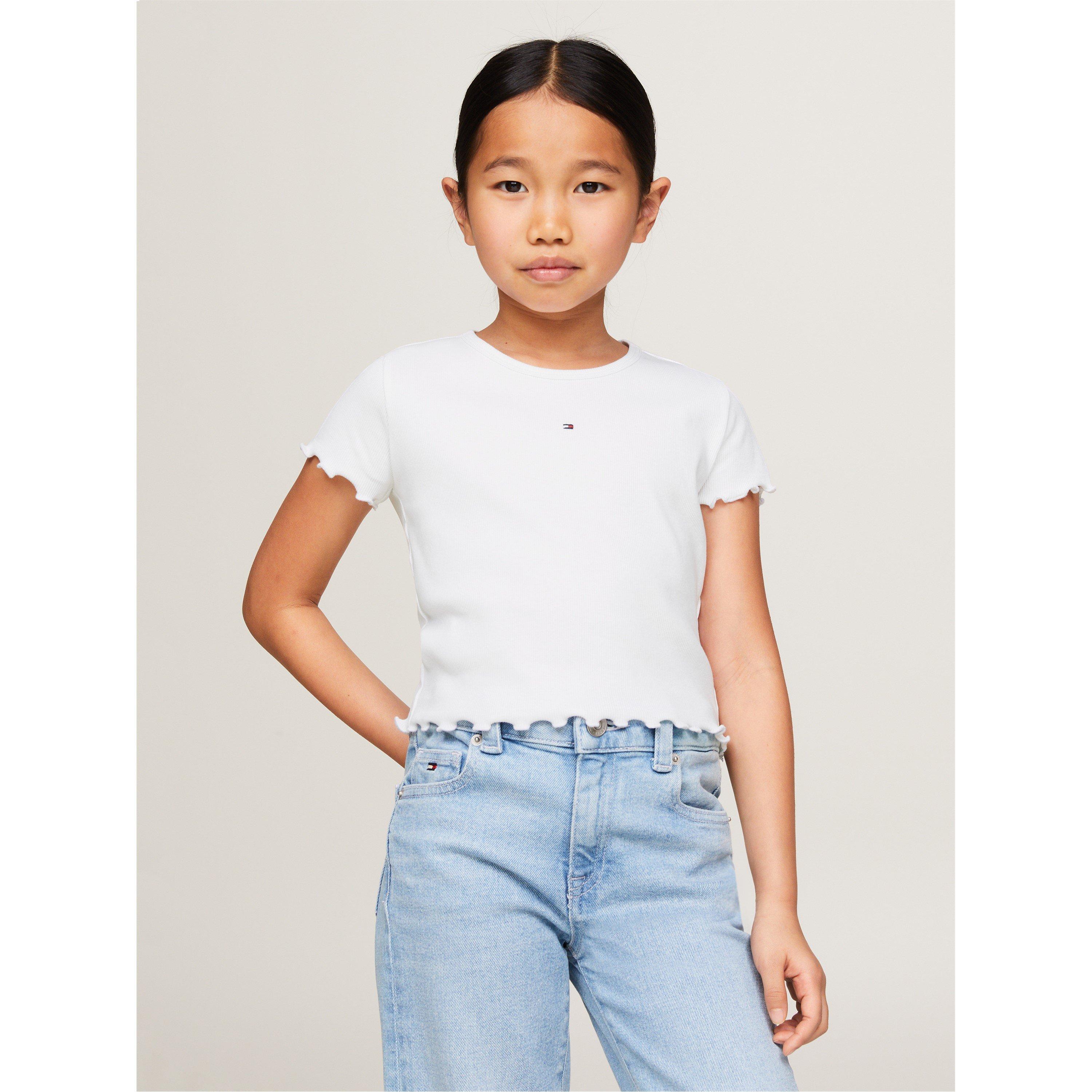Hvid - Tommy Hilfiger - Kids' Regular Fit Ribbed T-Shirt - 3