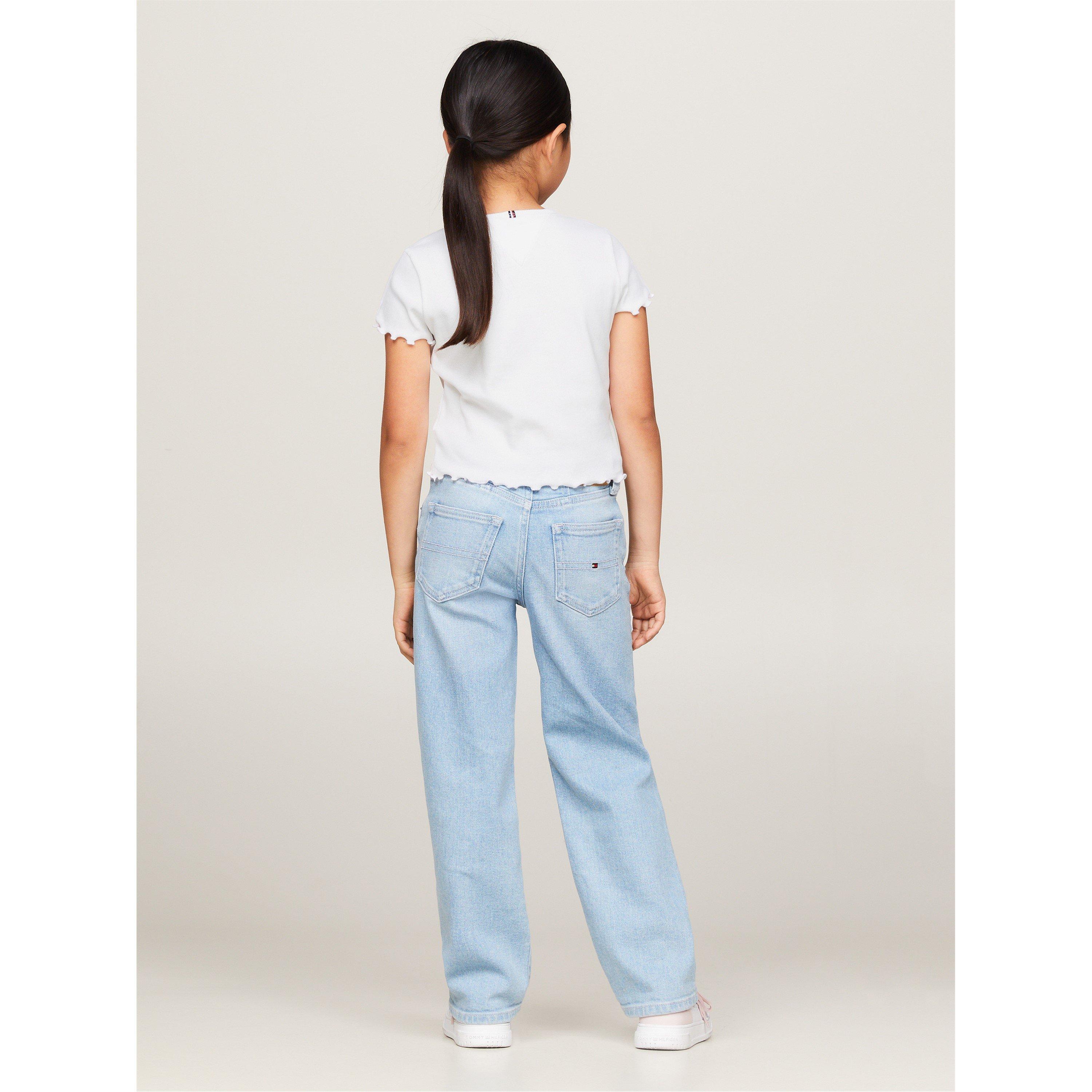 Hvid - Tommy Hilfiger - Kids' Regular Fit Ribbed T-Shirt - 5