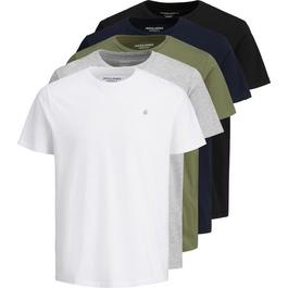 Jack and Jones 5 Pack JXJ Short Sleeve T Shirt Mens