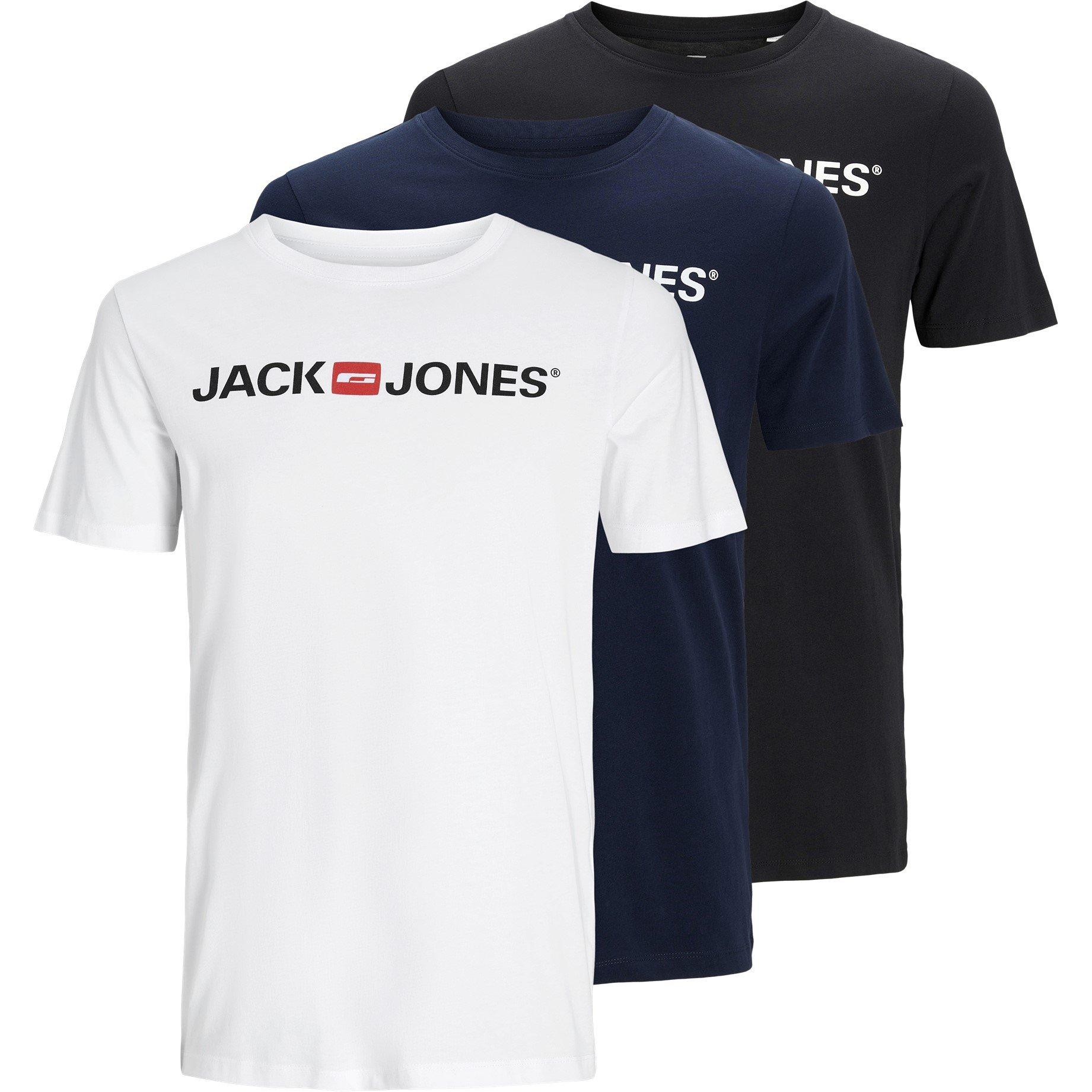 Weiß - Jack and Jones - Corp Logo 3-Pack T-Shirt Mens - 1