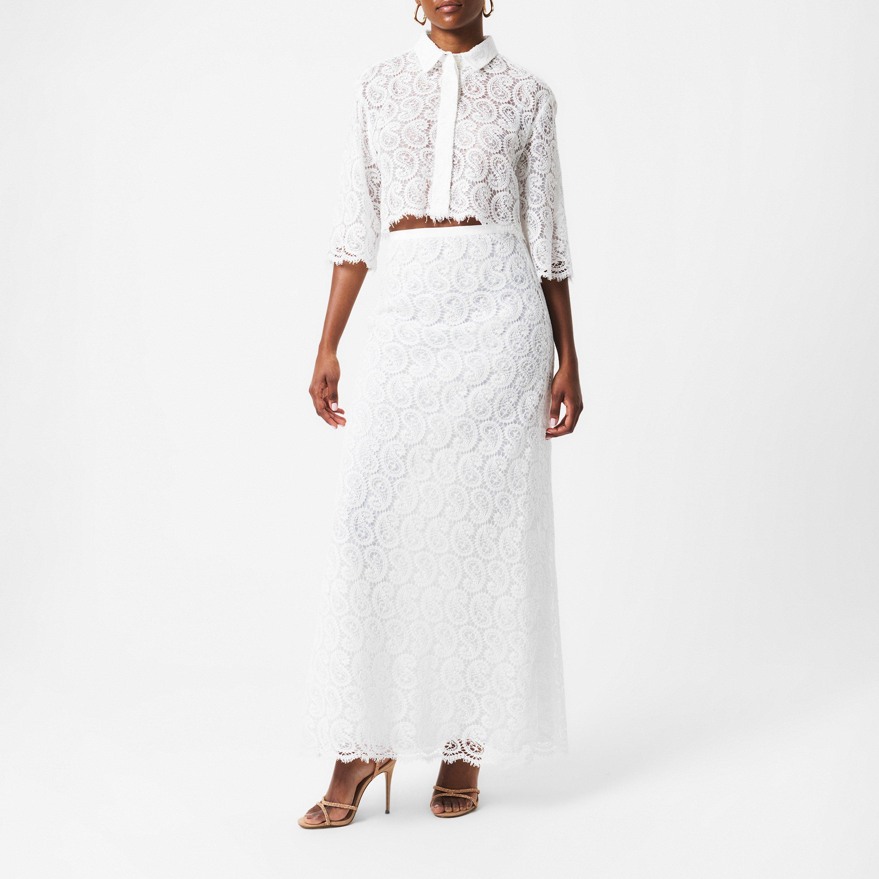 Ivory - Giambattista Valli - Women's Paisley Macrame Lace Maxi Skirt - 6