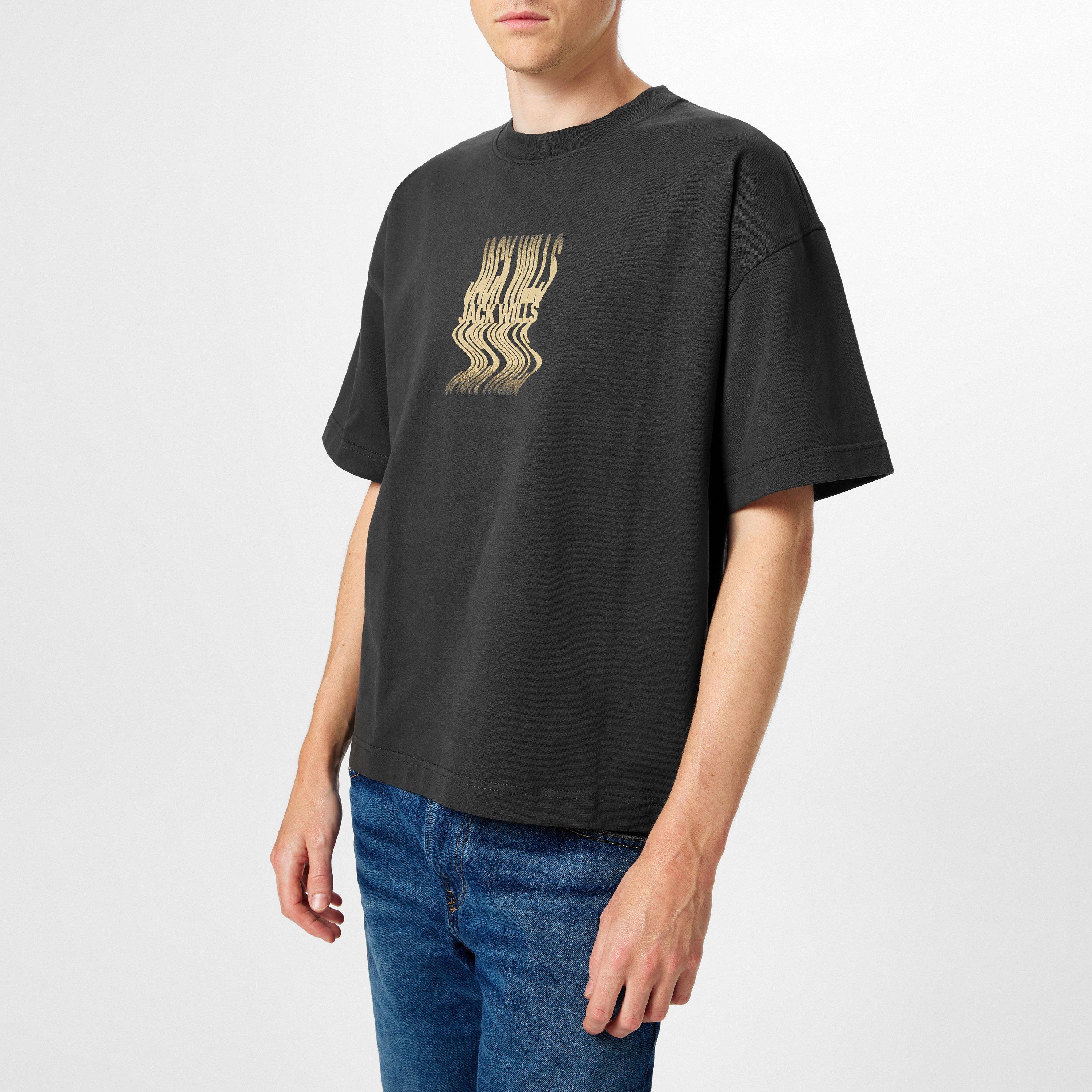 Washed Black - Jack Wills - JW Distort Regular Fit T-Shirt - 3