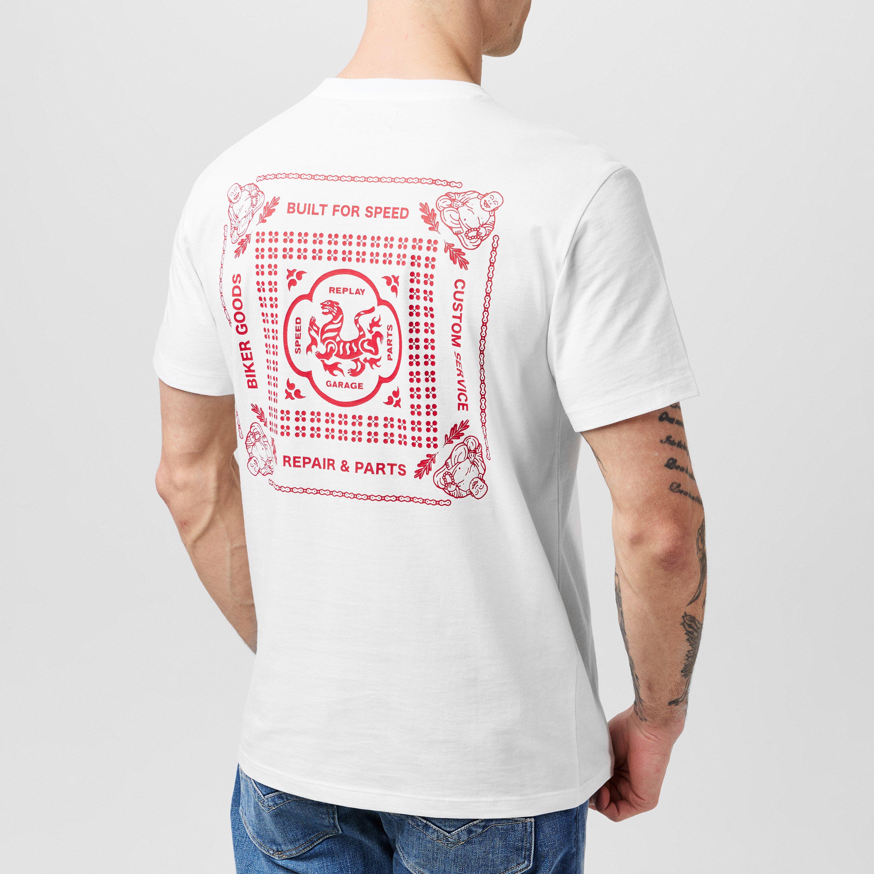 011 Weiß - Replay - Men's Moto Square Logo Regular Fit T-Shirt - 3