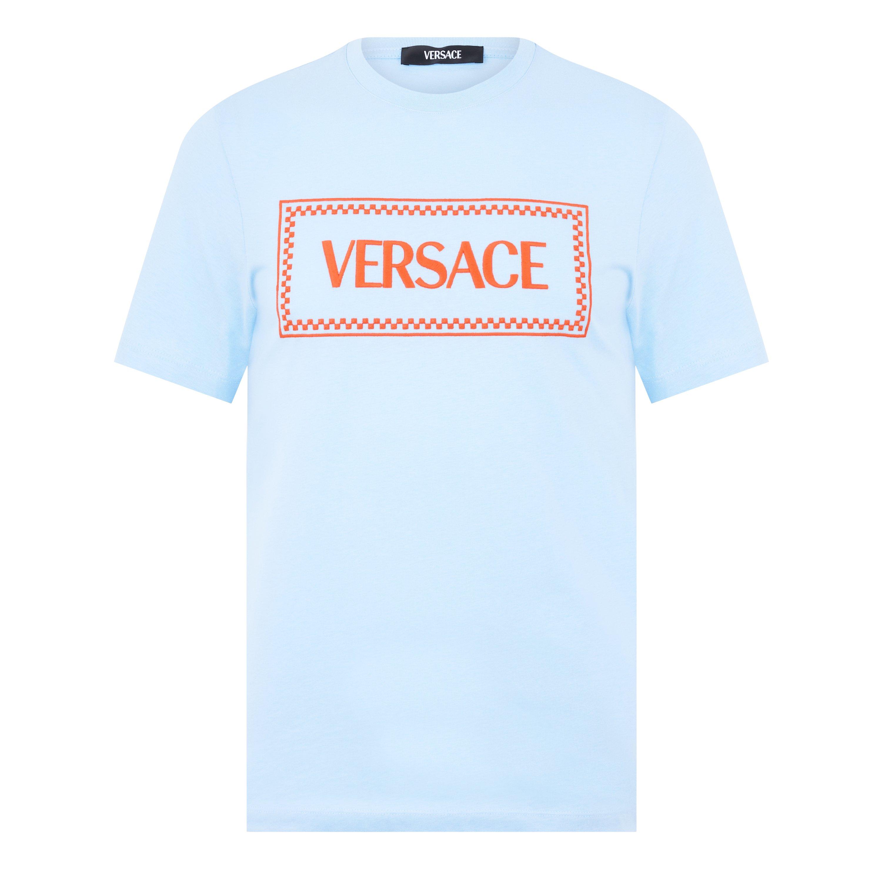 Blue - Versace - Men's Logo Regular Fit T-Shirt - 7