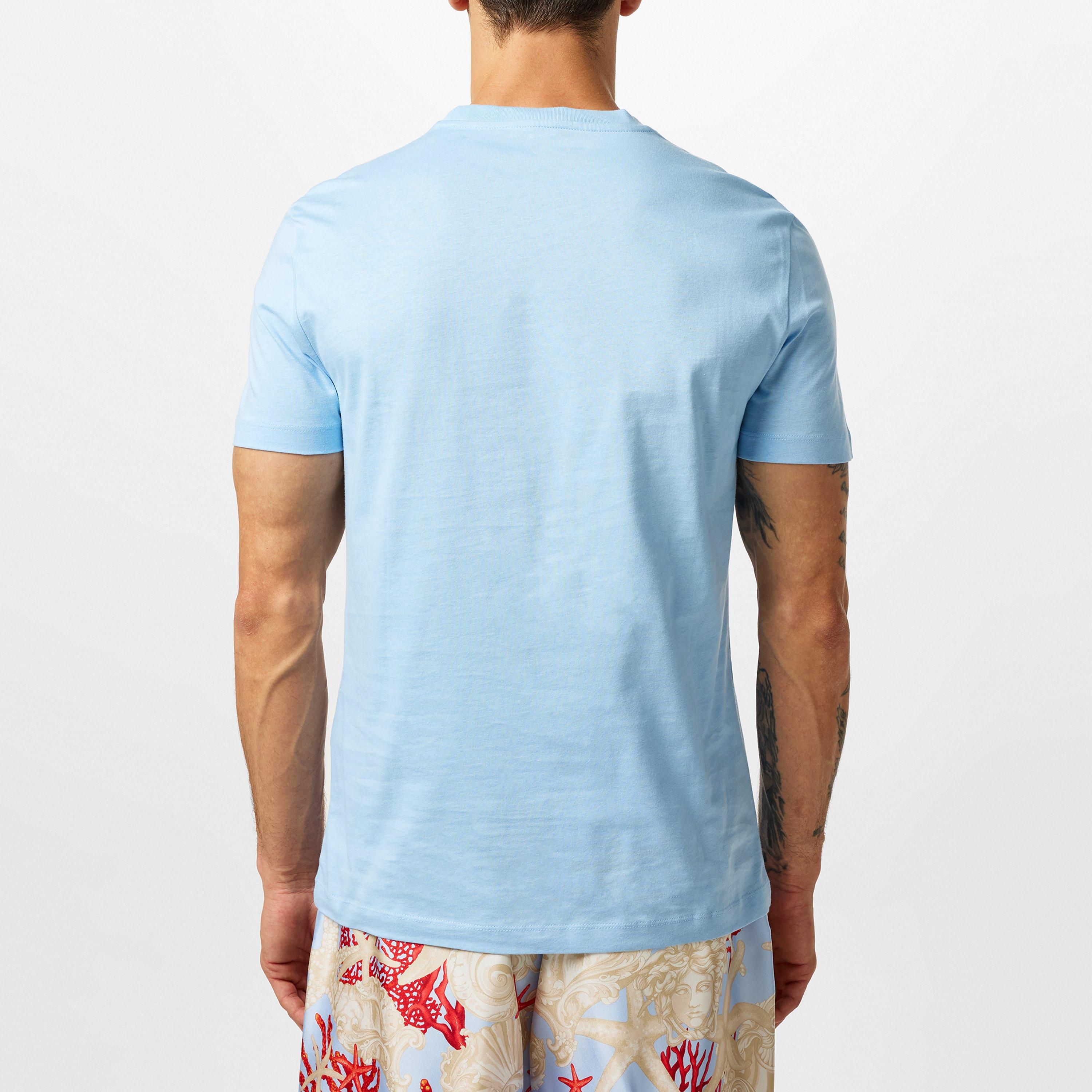 Blue - Versace - Men's Logo Regular Fit T-Shirt - 4