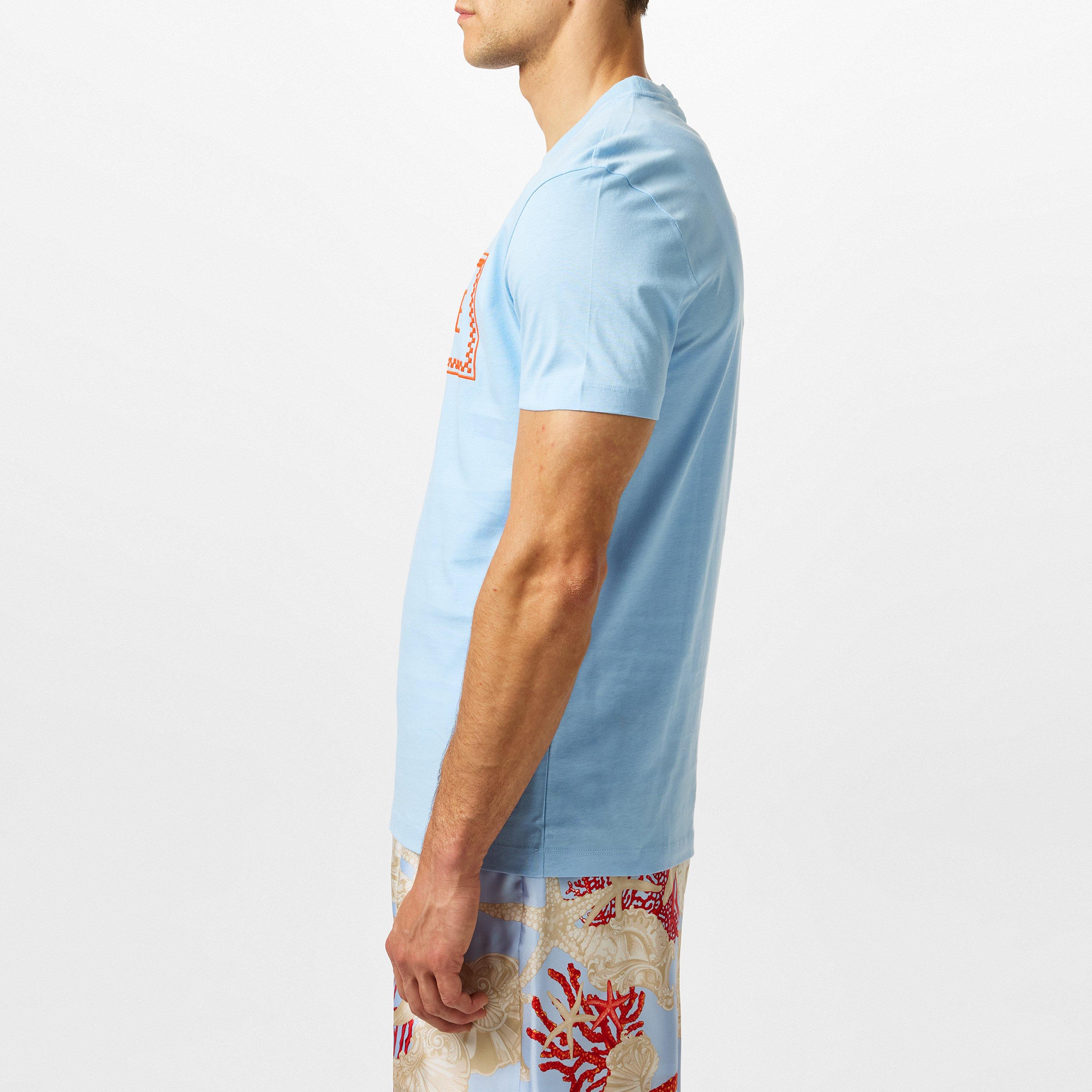 Blue - Versace - Men's Logo Regular Fit T-Shirt - 5