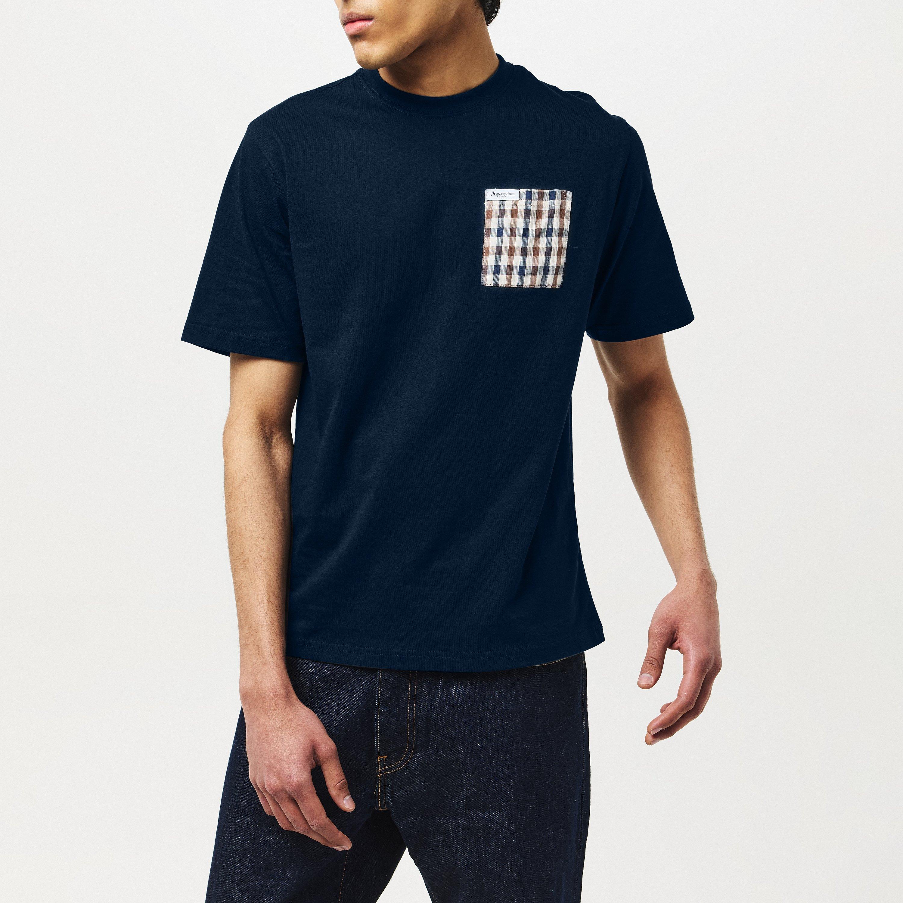 Navy/Check - Aquascutum - Checked T-Shirt - 3