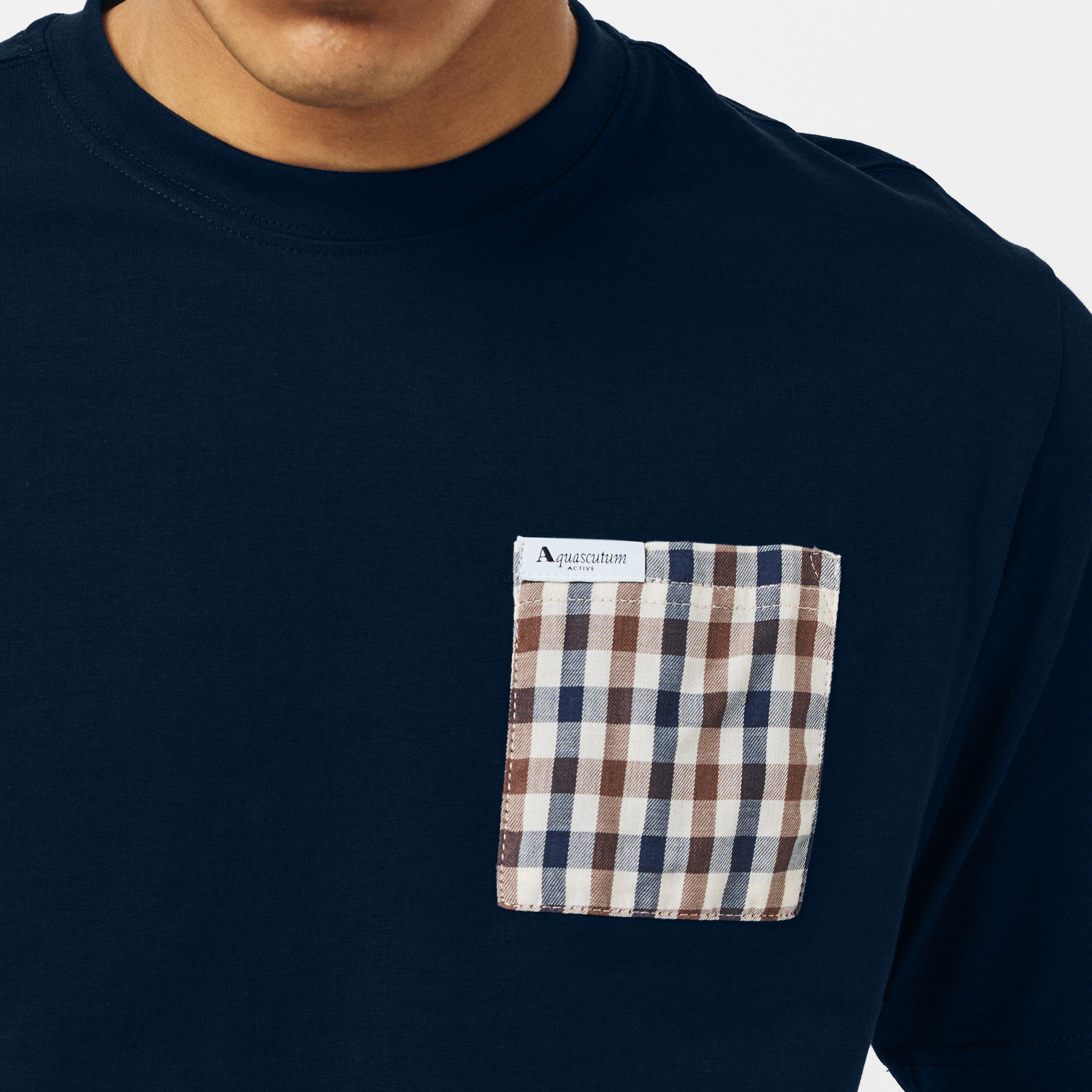 Navy/Check - Aquascutum - Checked T-Shirt - 5