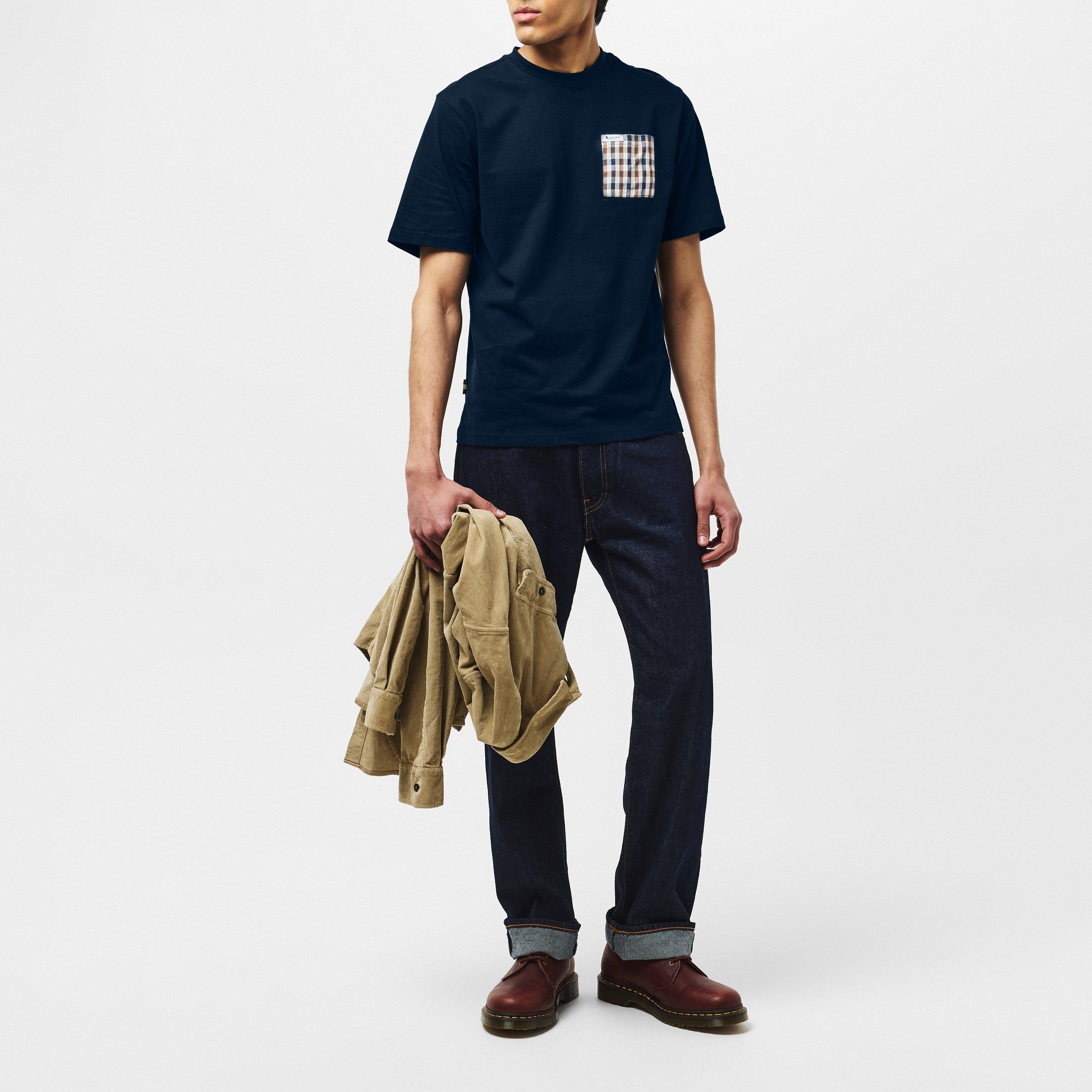 Navy/Check - Aquascutum - Checked T-Shirt - 6