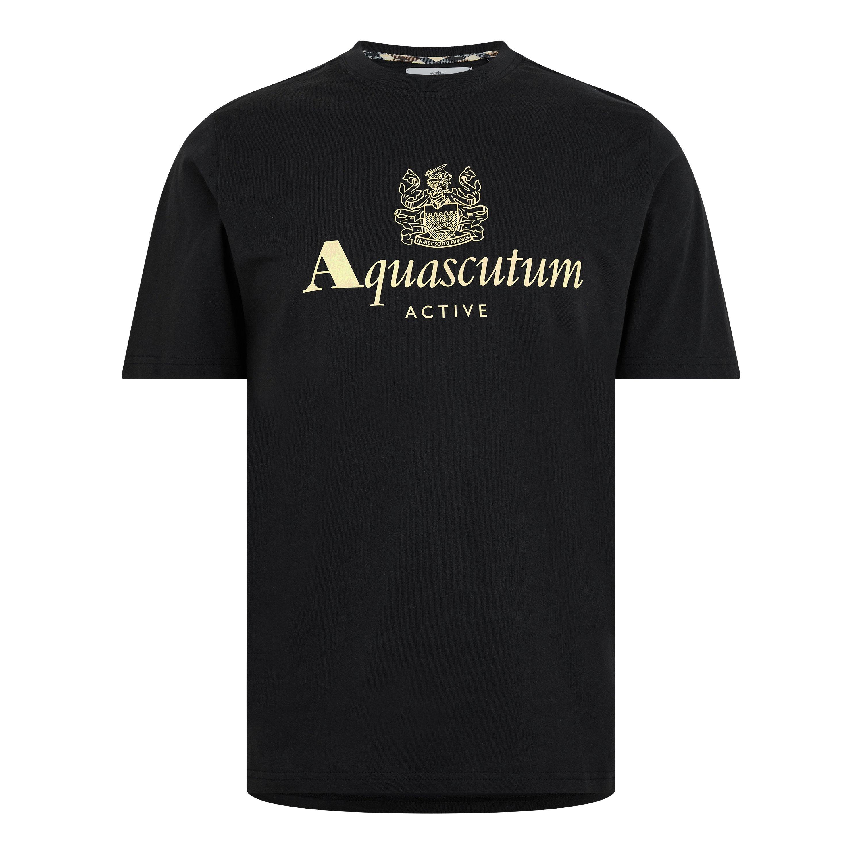 Black - Aquascutum - Active Big Logo T-Shirt - 7
