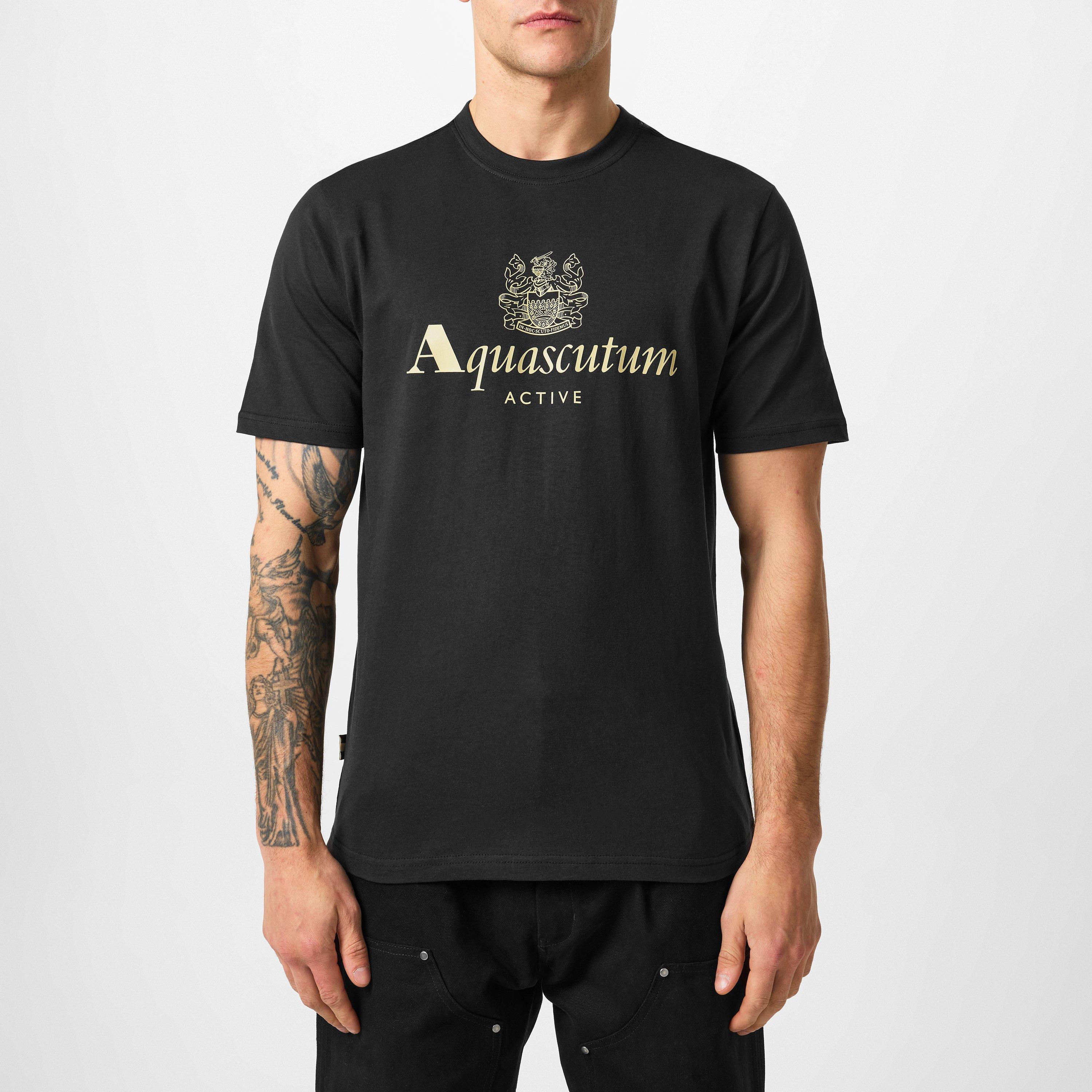Black - Aquascutum - Active Big Logo T-Shirt - 3
