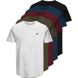 Jack and Jones 5 Pack Brody Short Sleeve T Shirt Mens