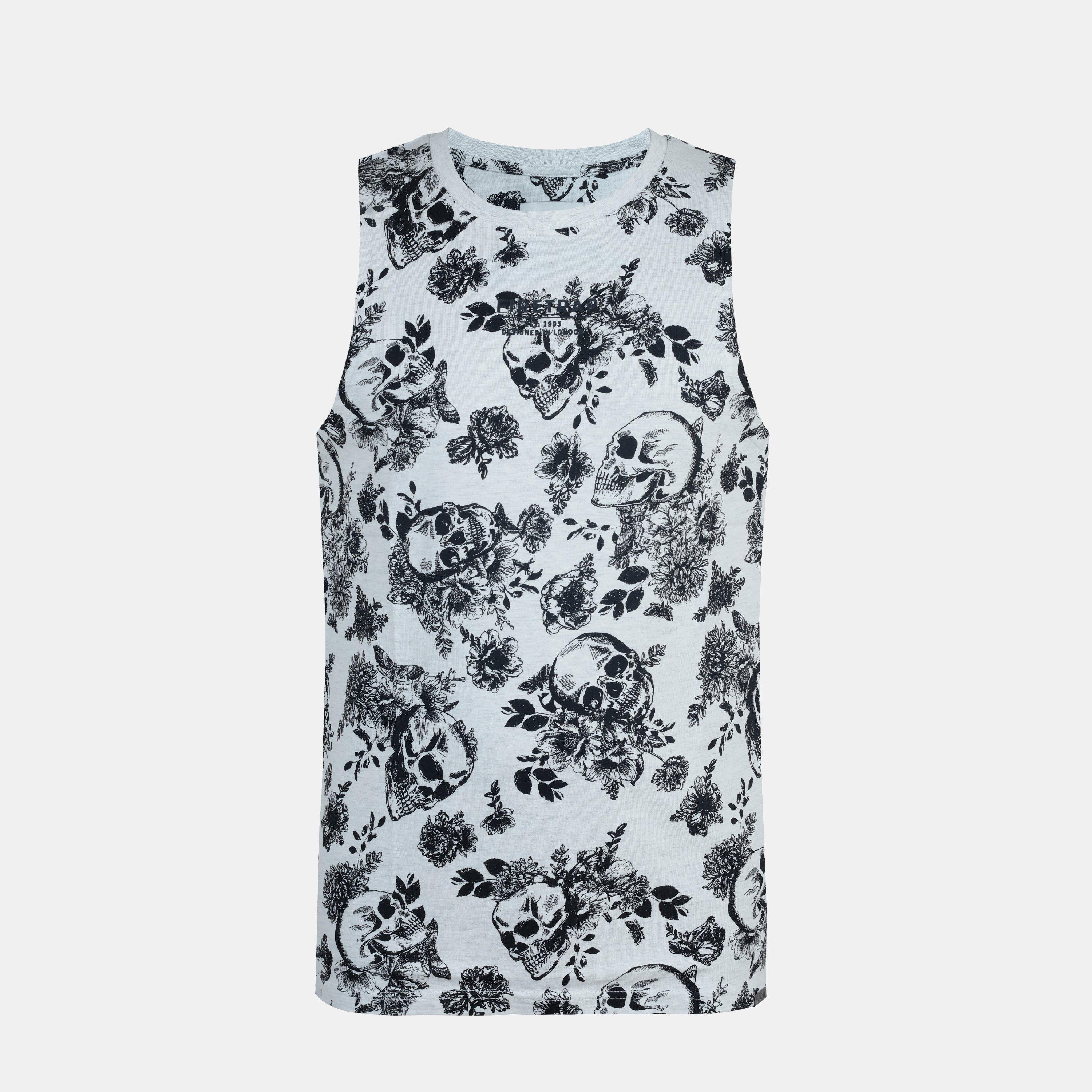Ecru - Firetrap - Men's All Over Print Muscle Vest - 1