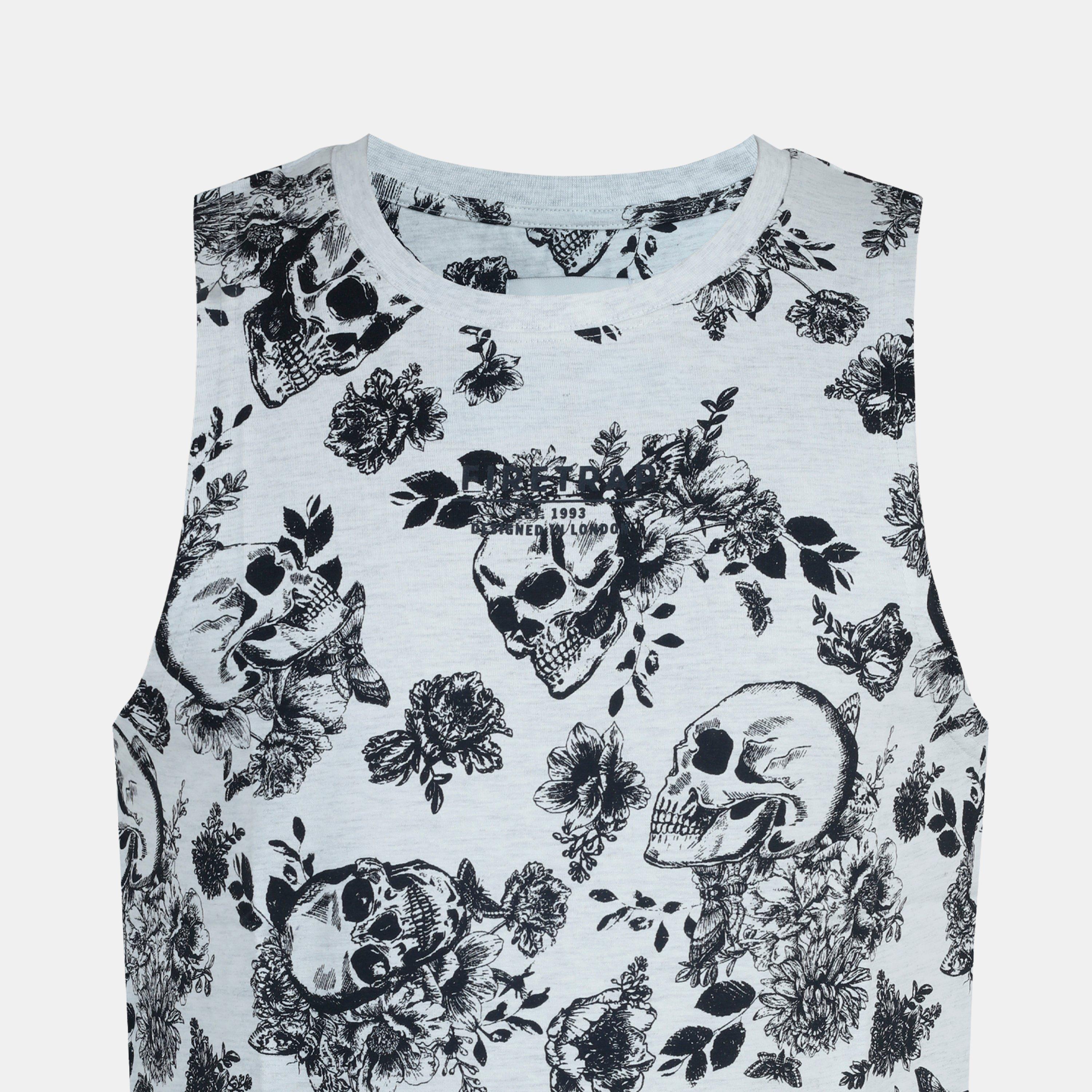 Ecru - Firetrap - All Over Print Muscle Vest - 3