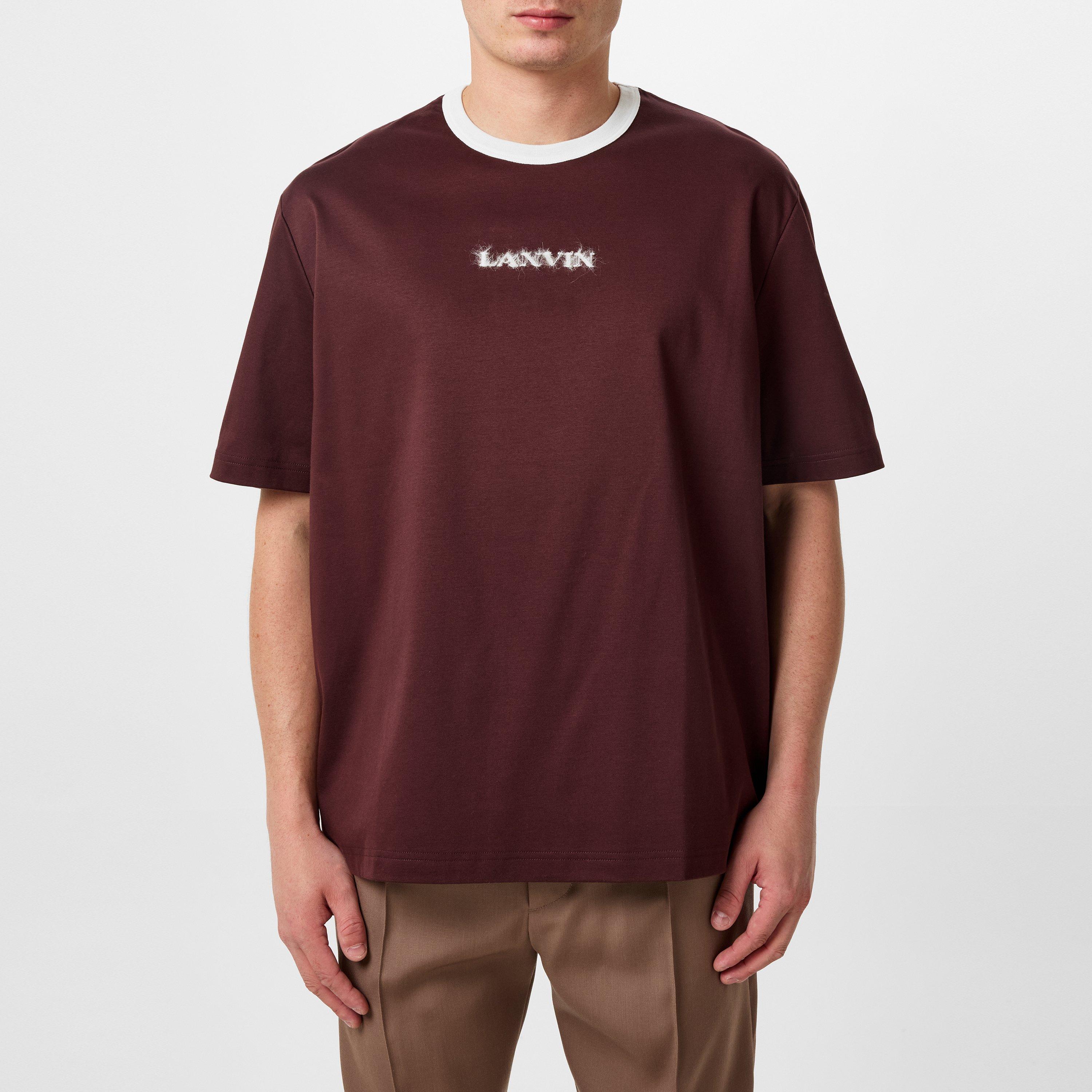 Burgundy 39 - Lanvin - Men's Mohair Logo Regular Fit T-Shirt - 3