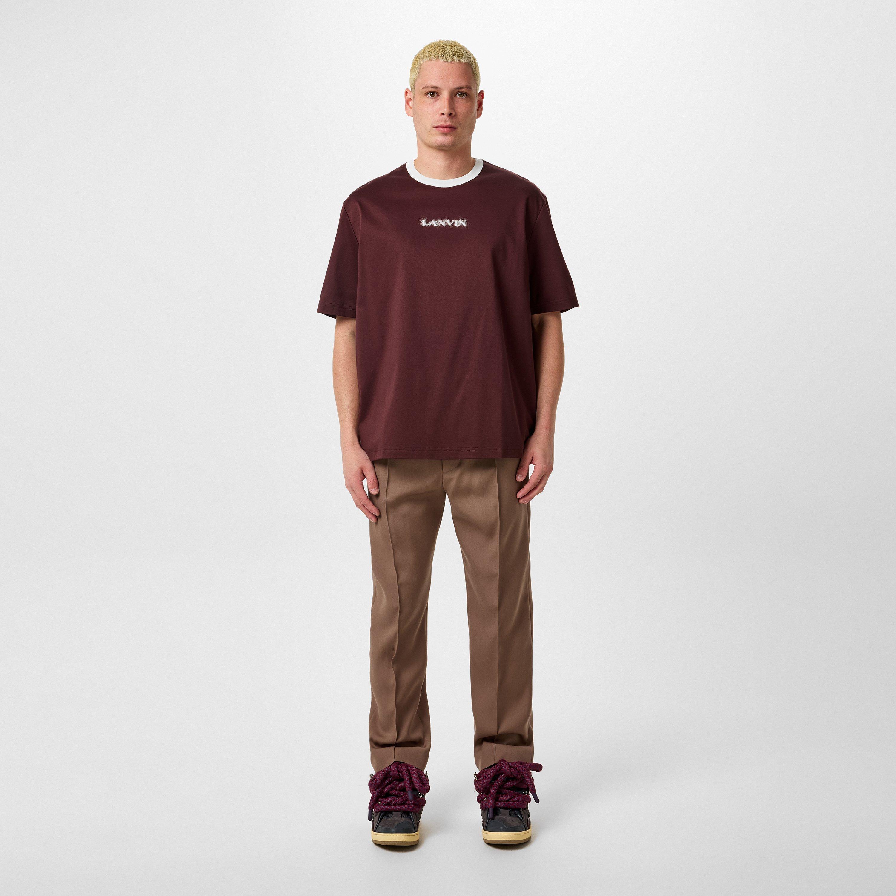 Burgundy 39 - Lanvin - Men's Mohair Logo Regular Fit T-Shirt - 6