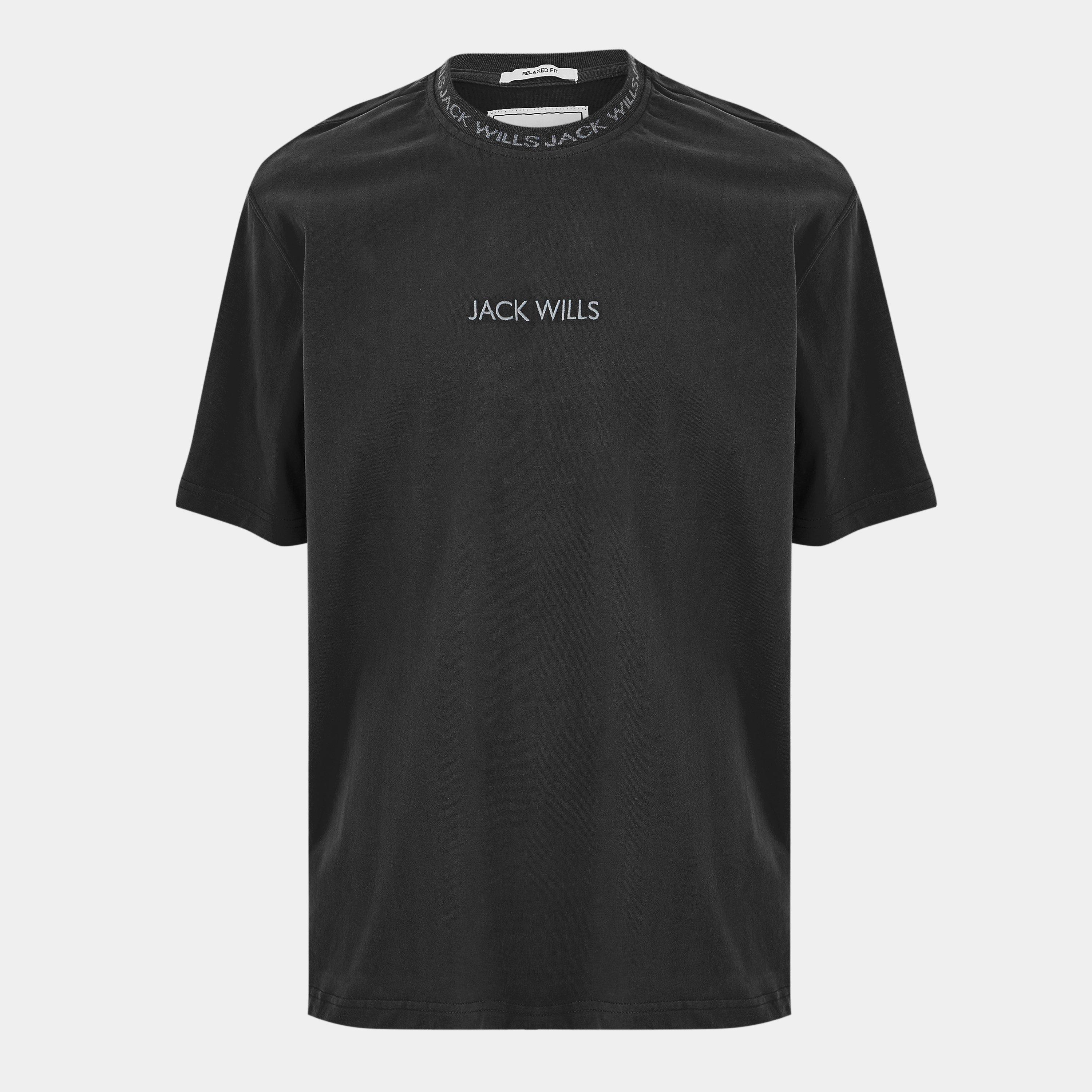 Black - Jack Wills - Jacquard T-Shirt Mens - 1