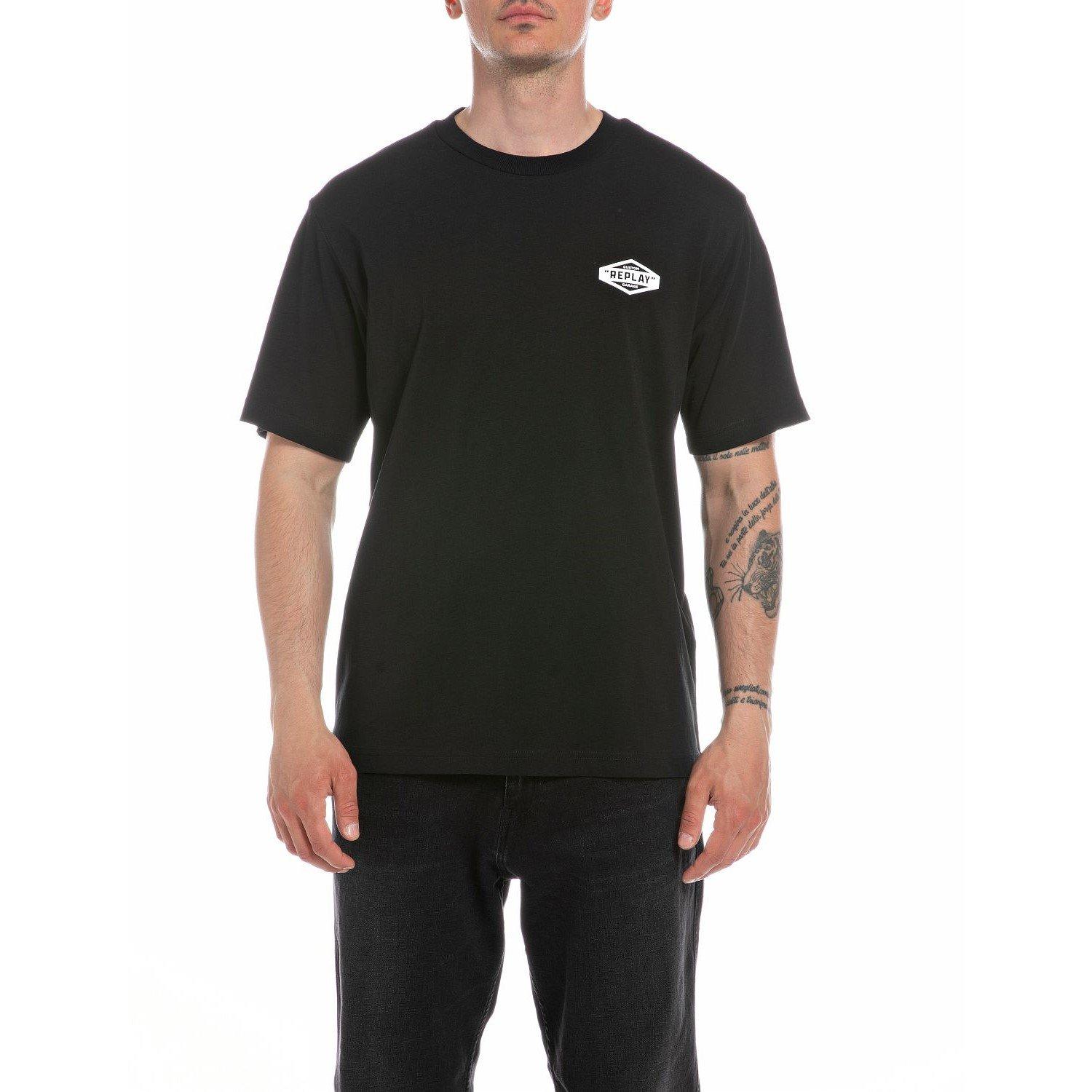 Zwart 098 - Replay - Men's Regular Fit Graphic T-Shirt - 1