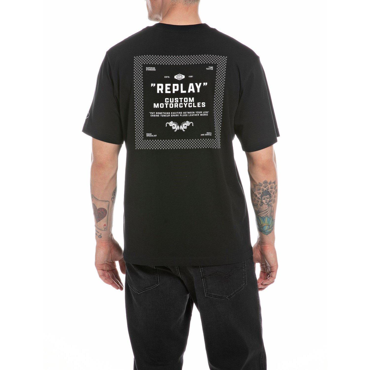 Zwart 098 - Replay - Men's Regular Fit Graphic T-Shirt - 3