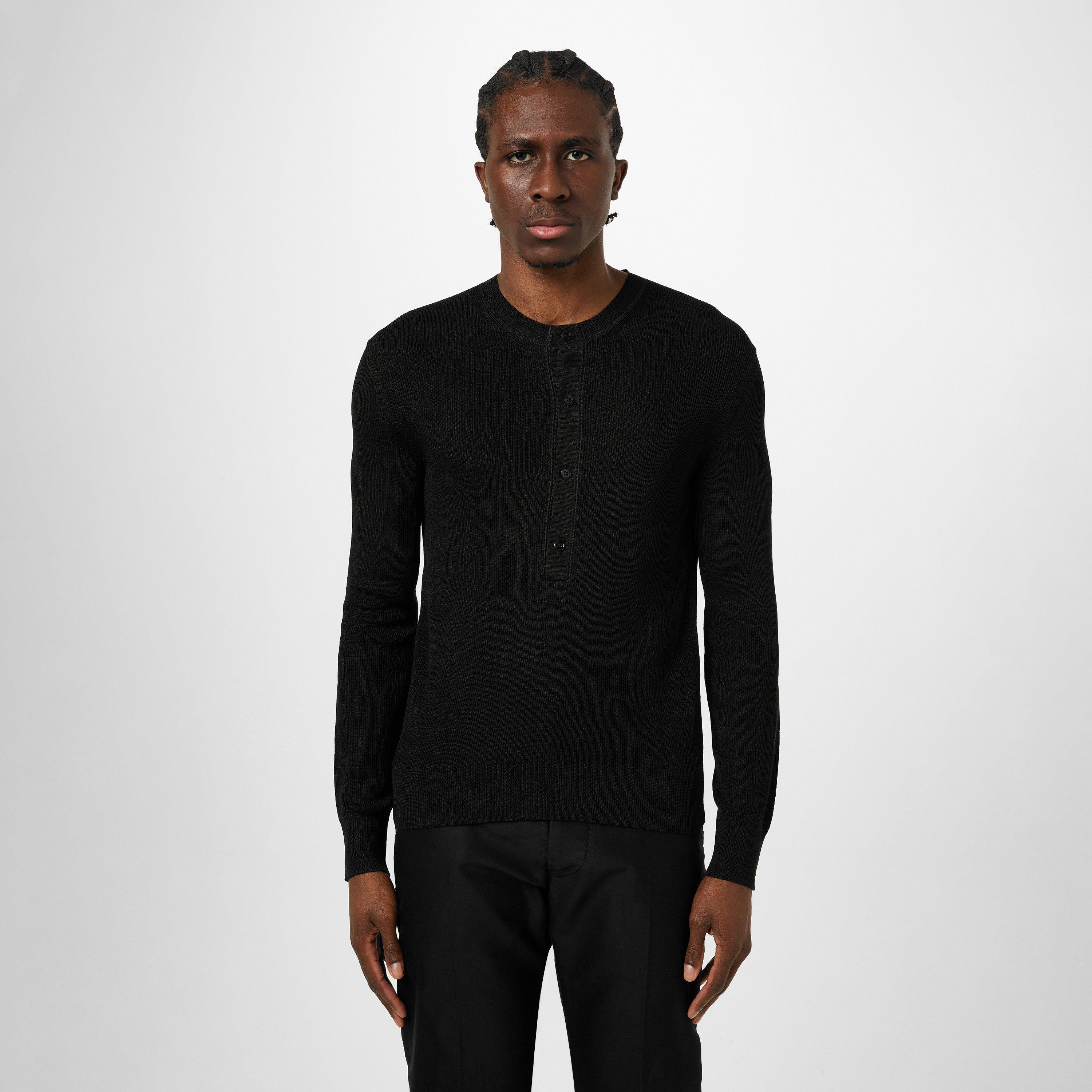 Tシャツ・カットソー TOM FORD RIBBED LONGSLEEVES HENLEY T-SHIRT TOM FORD Slim-Fit Ribbed Cotton and Modal-Blend Jersey