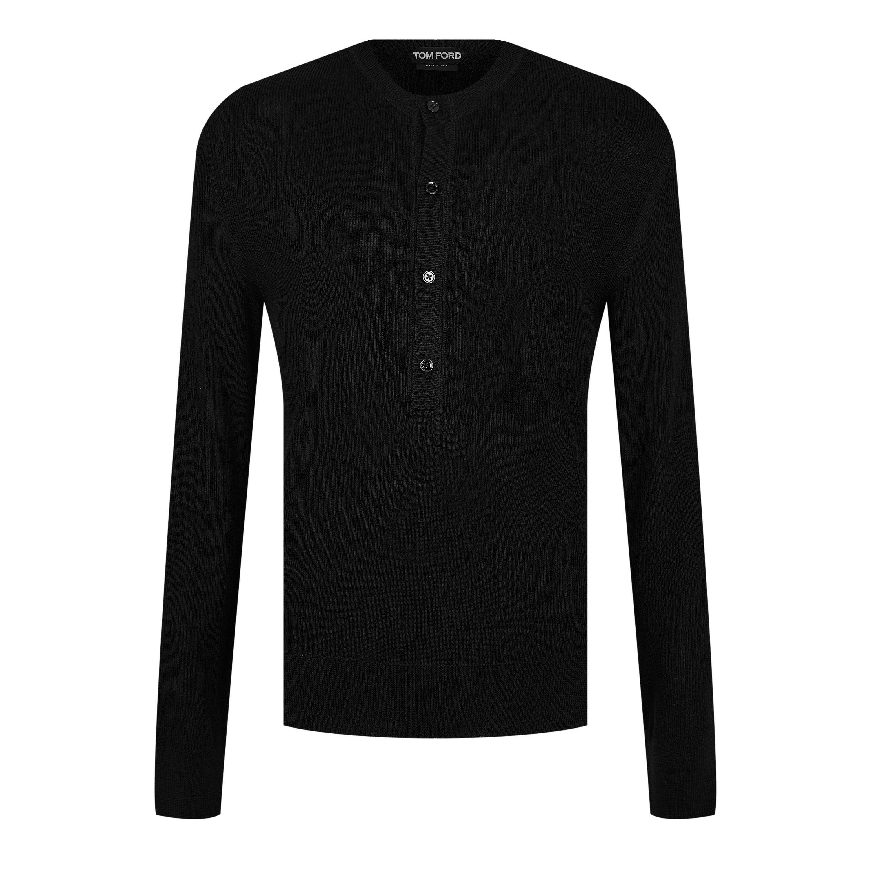 Tom Ford | Henley Ribbed T-Shirt | Long Sleeve T-Shirts