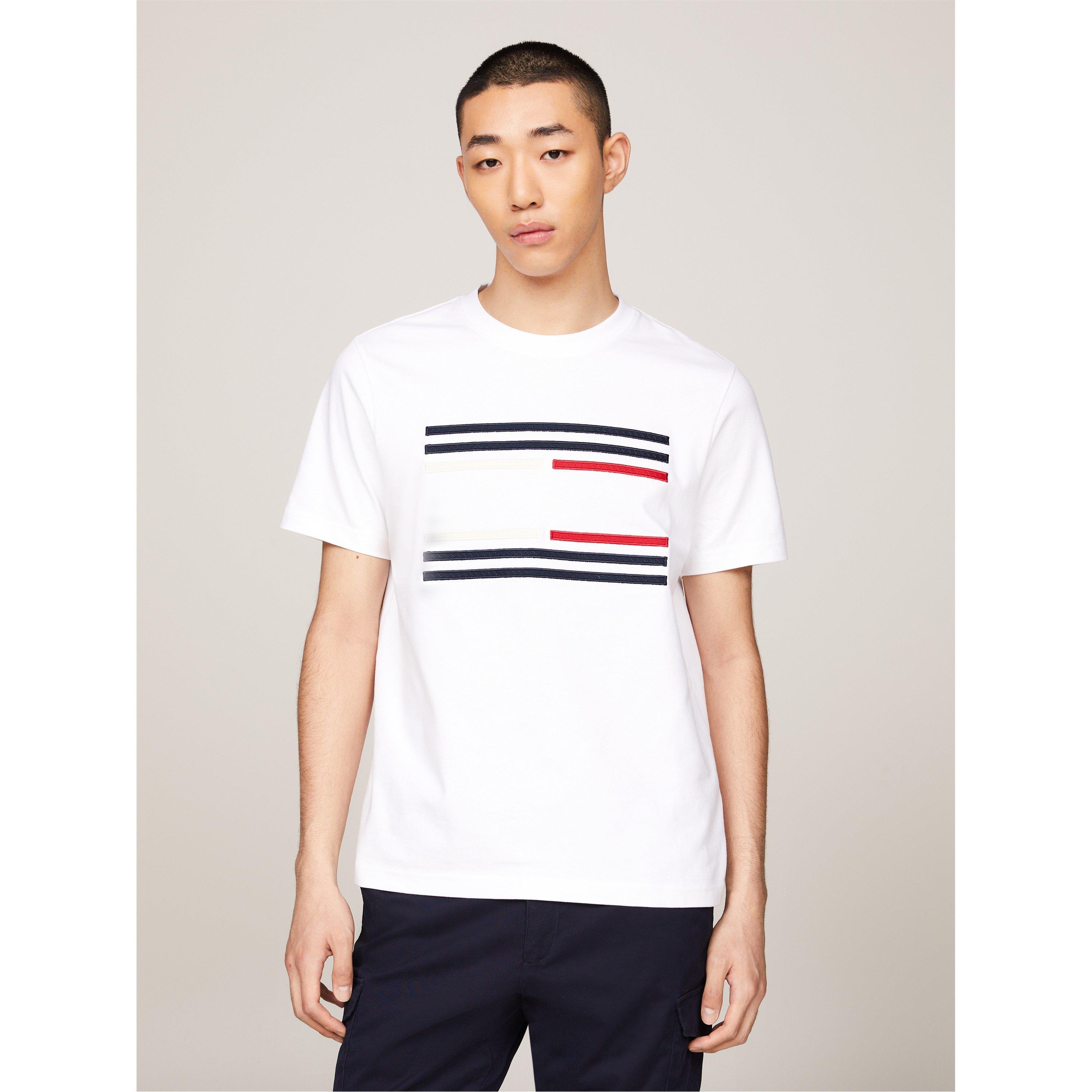 White - Tommy Hilfiger - Men's Grosgrain Tape Flag Regular Fit T-Shirt - 1