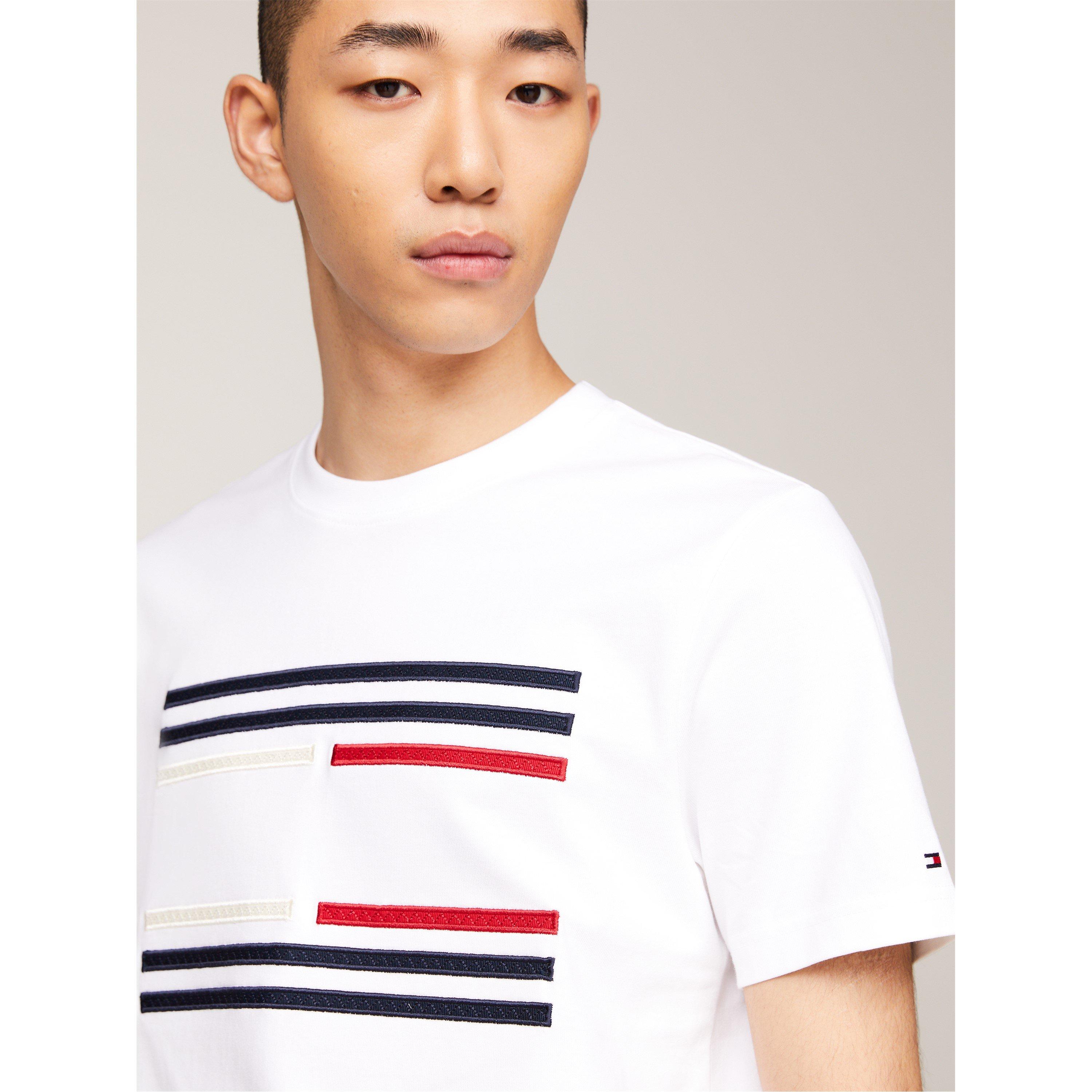 White - Tommy Hilfiger - Men's Grosgrain Tape Flag Regular Fit T-Shirt - 4